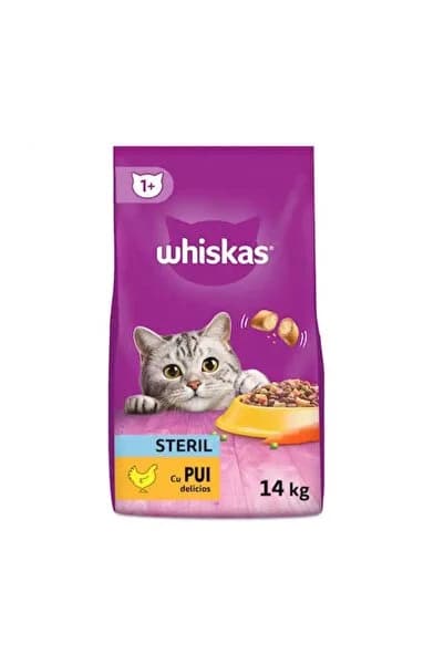 Hrană uscată sterilă pentru pisici adulte cu pui 14 kg