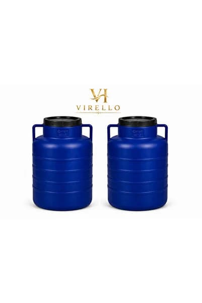 Set 2 x Bidon Plastic cu Capac și Mânere, Capacitate 60 L, Albastru, Rezistent și Practic