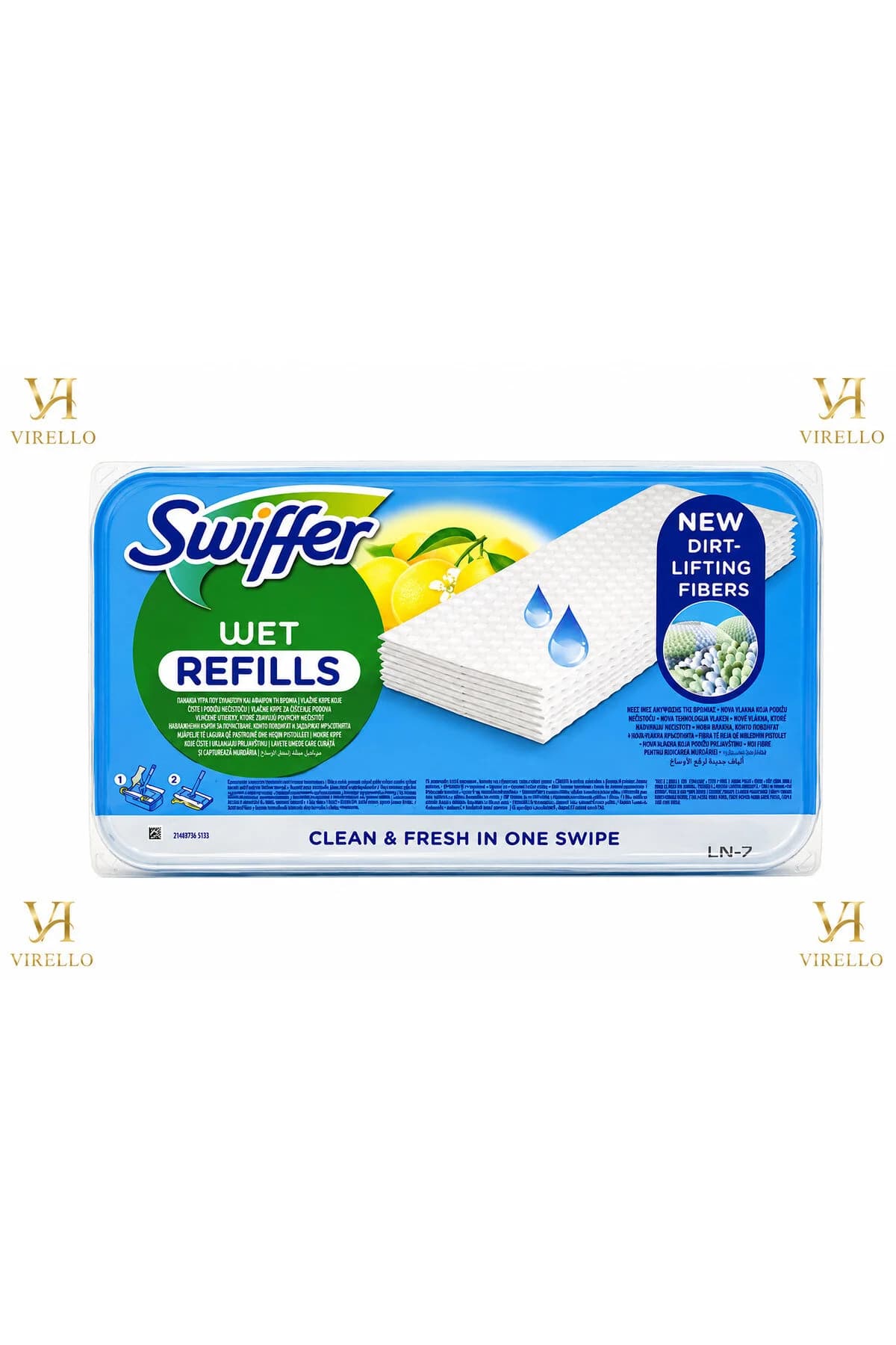 Wet Refills Lemon – Lavete Umede pentru Mop și Pardoseli, Dirt-Lifting Fibers