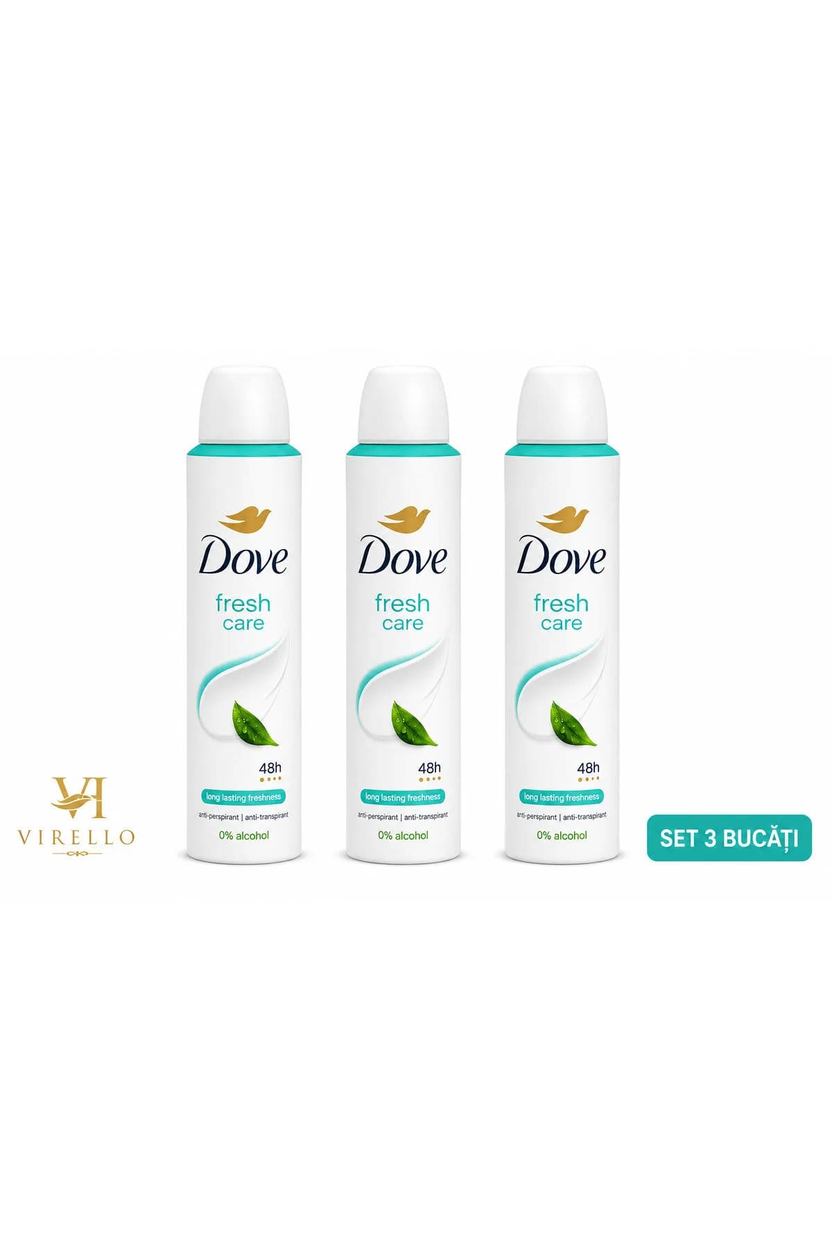 Set 3 x Deodorant Spray Fresh Care, 150 ml, Protecție 48h, Prospețime de Lungă Durată, 0% Alcool