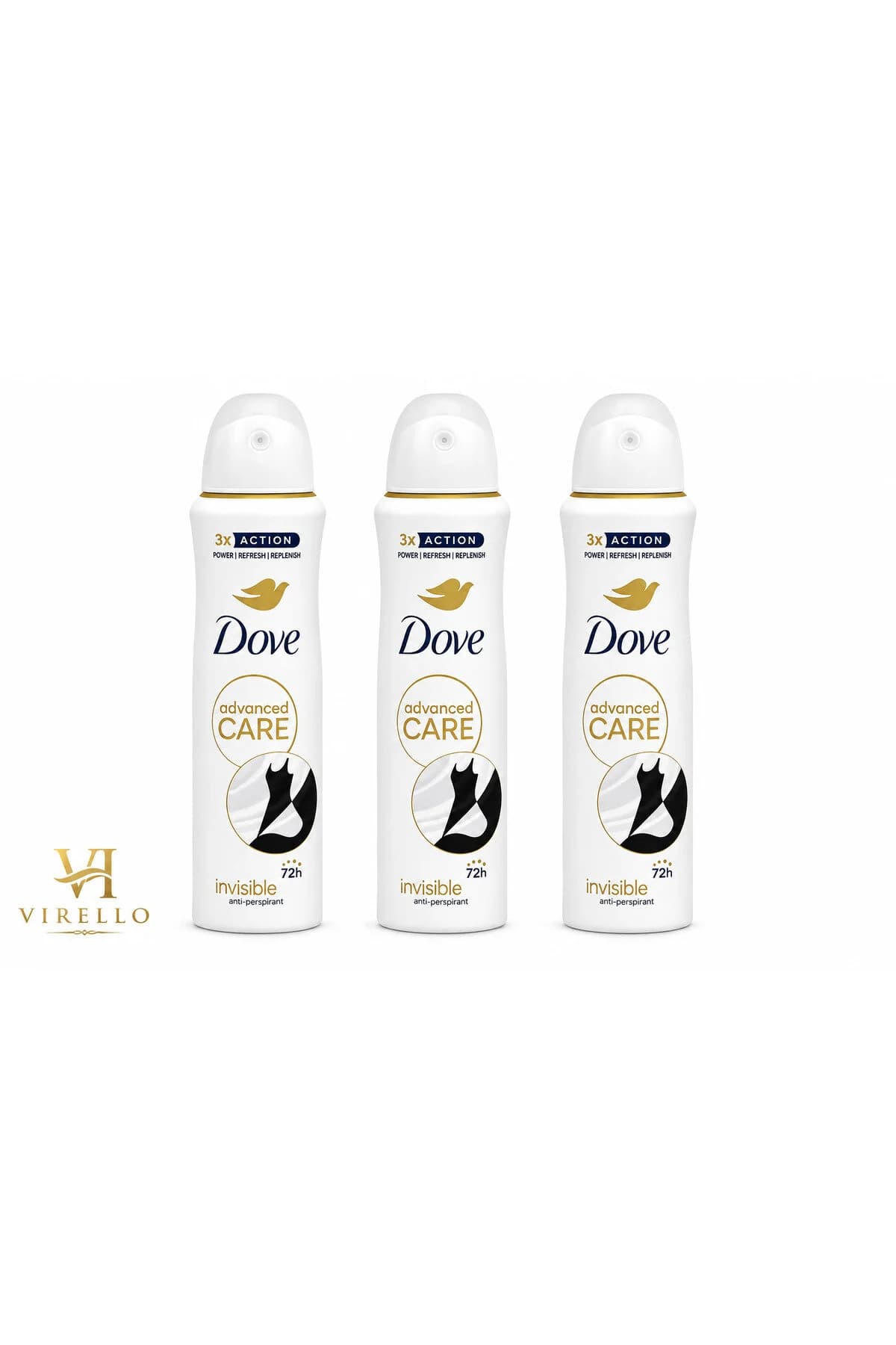Set 3 x Deodorant Spray Advanced Care Invisible, 150 ml, Protecție 72h, Acțiune 3X