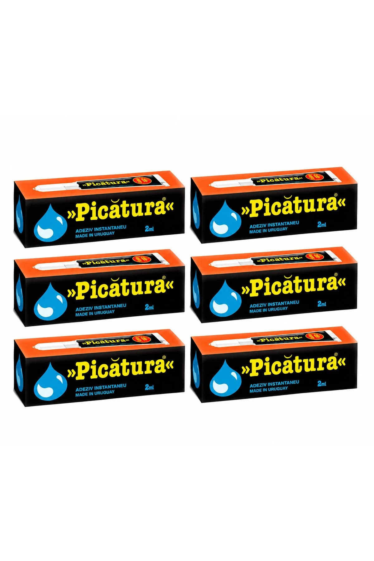 Set 6 bucăți adeziv instantaneu Picătura, 2 ml/buc, lipire rapidă, uz universal
