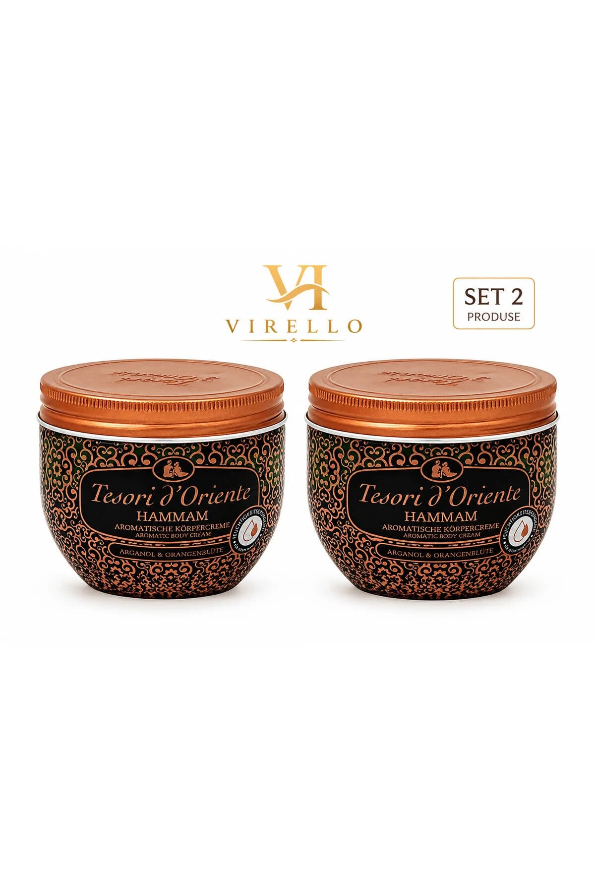 Set 2x300 ml crema de corp Tesori d’Oriente Hammam, Argan și Floare de Portocal