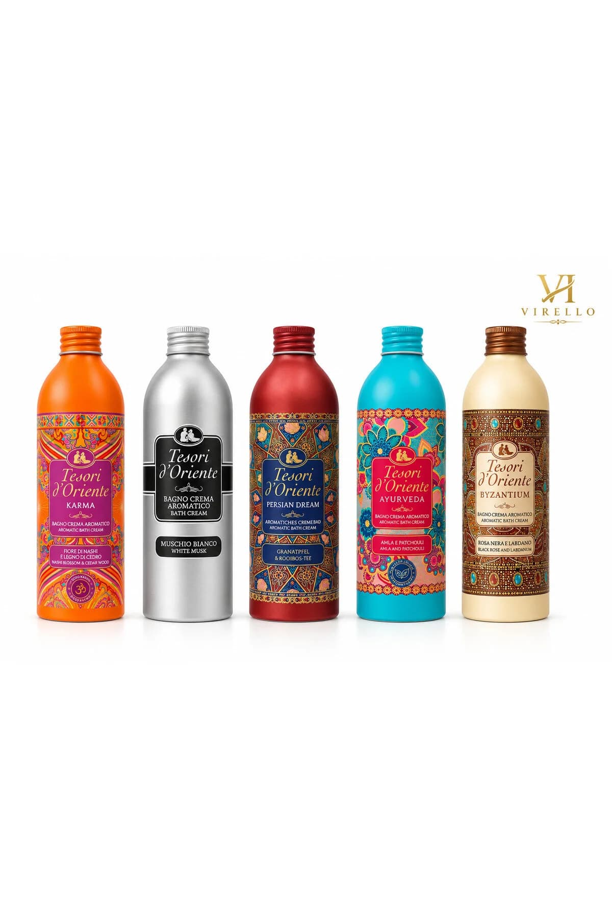 Set 5 geluri de duș Tesori d’Oriente, 500 ml fiecare