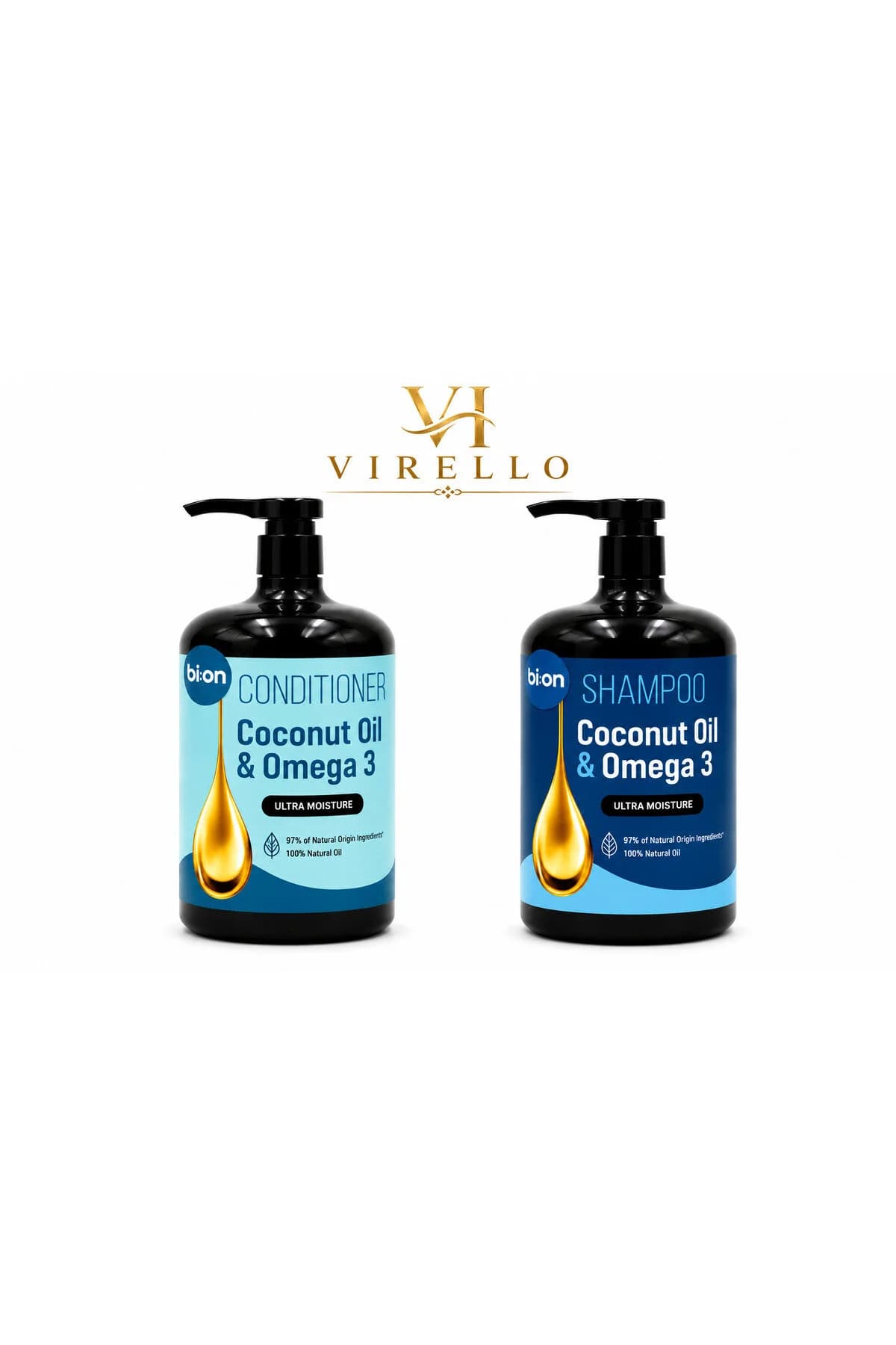 Set Șampon + Balsam Bi:on Coconut Oil & Omega 3, Ultra Moisture, 2 x 946 ml