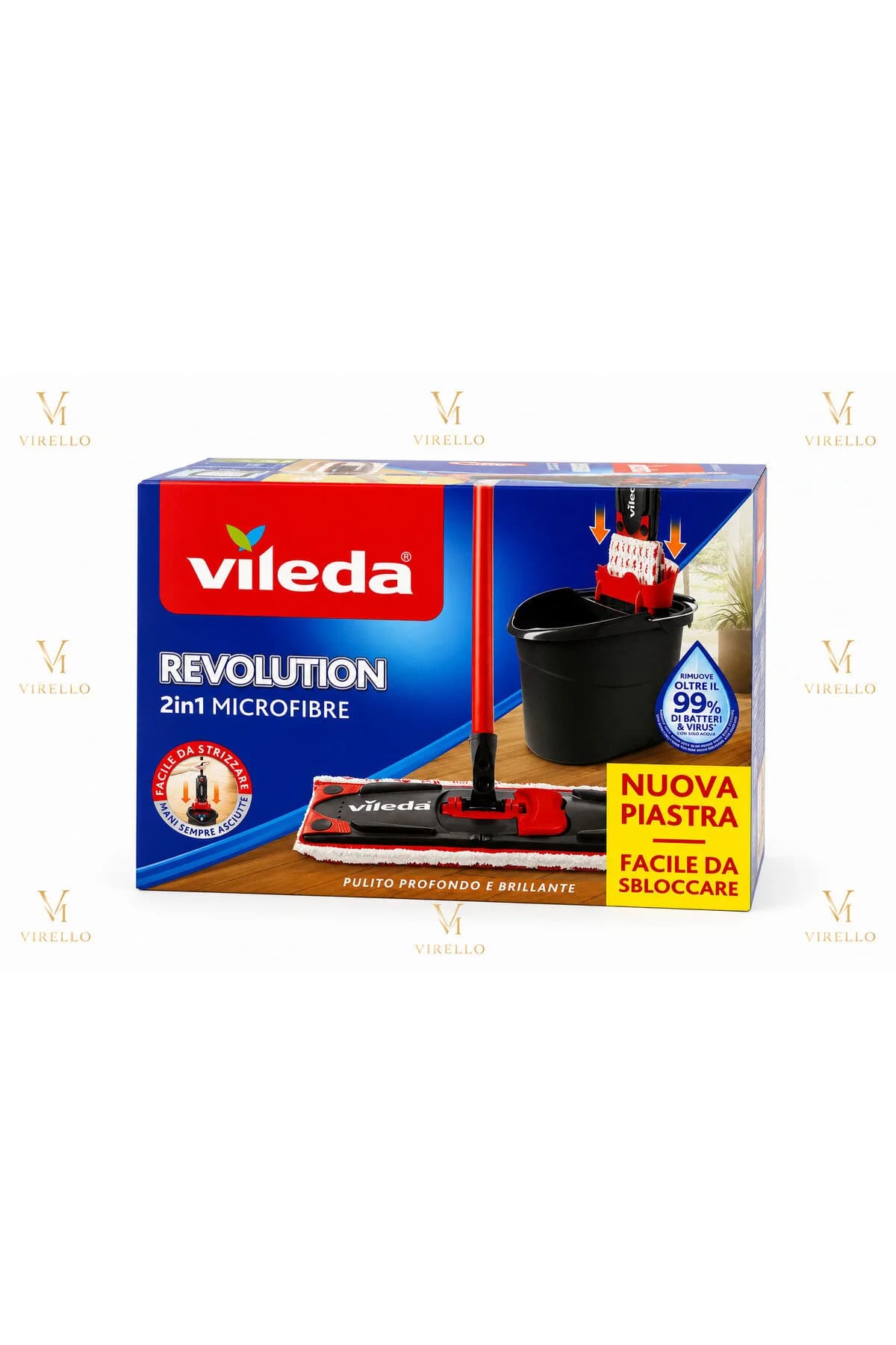 Set Mop Revolution 2in1 Microfibre cu Găleată și Sistem de Stoarcere