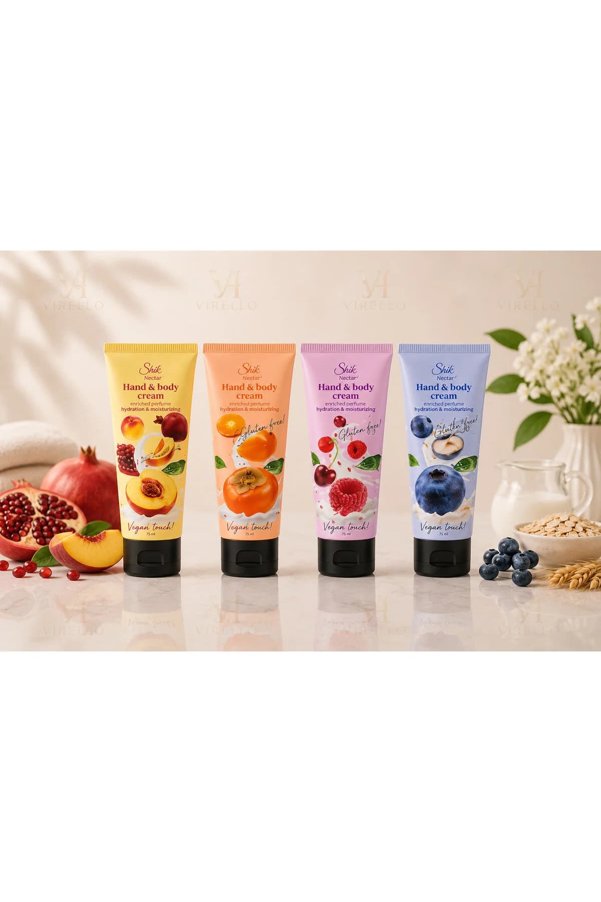 Set 4 Creme pentru Mâini și Corp Nectar, 4 Arome, 75 ml/buc – 300 ml