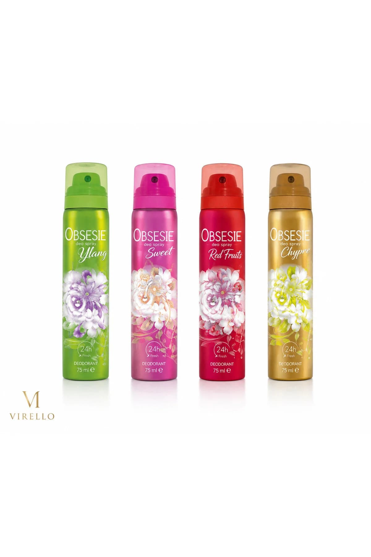Set 4 Deodorante Spray Obsesie, Ylang, Sweet, Red Fruits & Chypre, 75 ml/buc – 300 ml