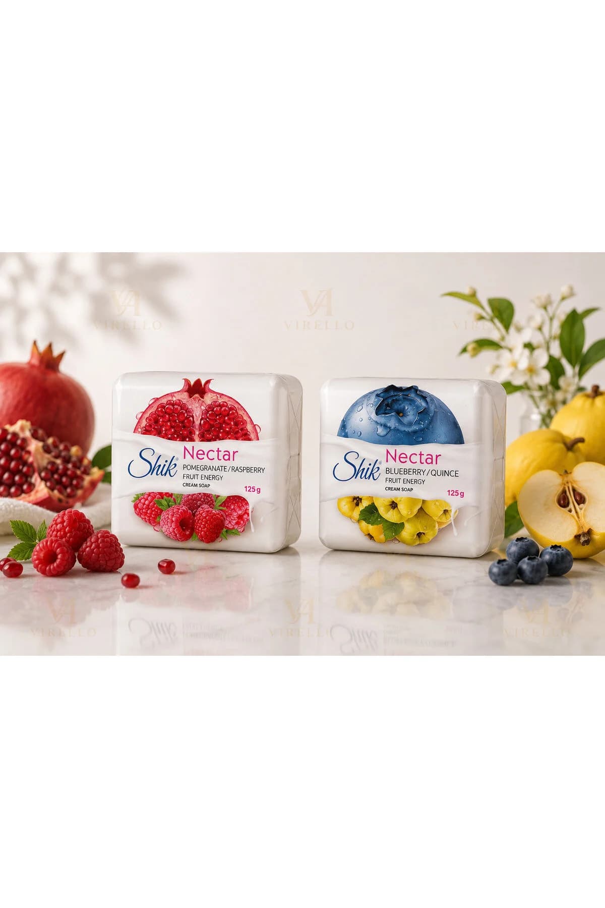 Set 2 Săpunuri Solide Nectar Fruit Energy, Rodie & Zmeură și Afine & Gutui, 125 g/buc – 250 g