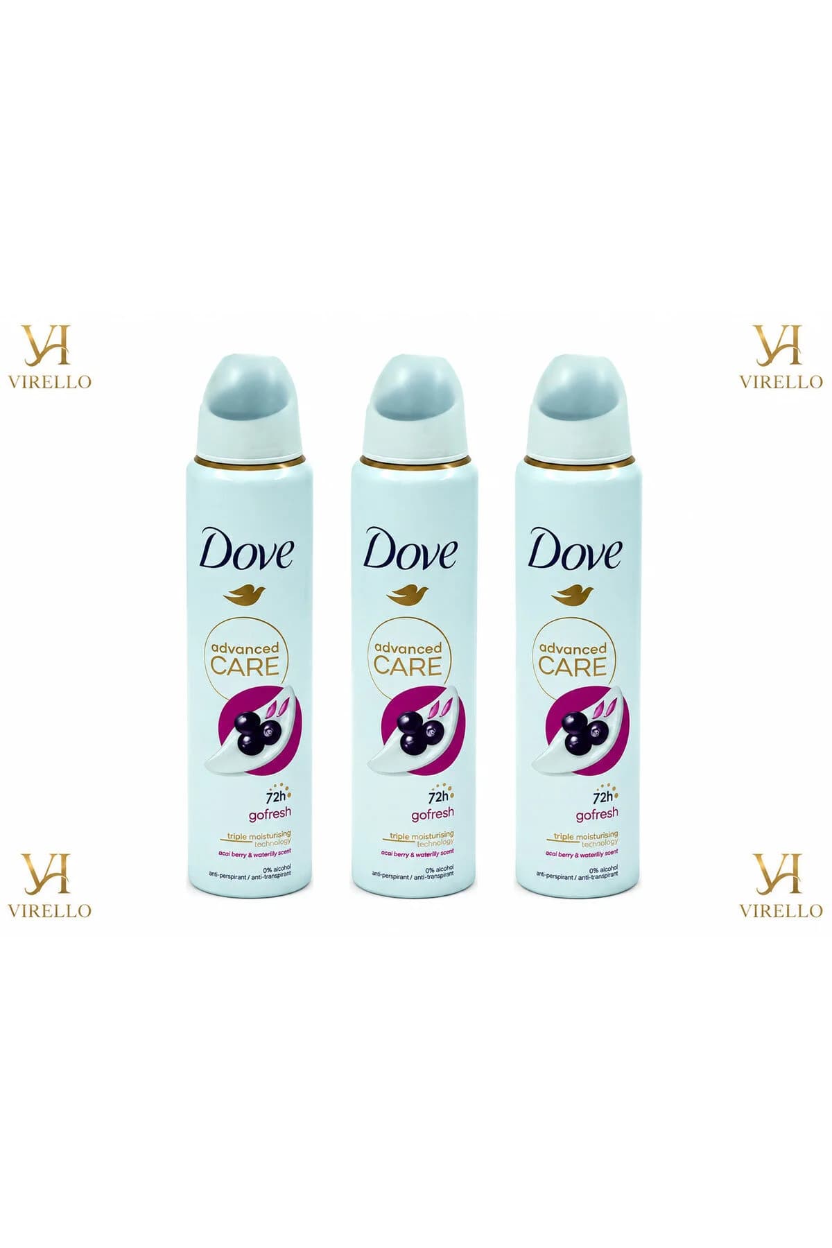 Set 3x Advanced Care Go Fresh – Deodorant Spray Femei, Acai Berry & Waterlily, Protecție 72h