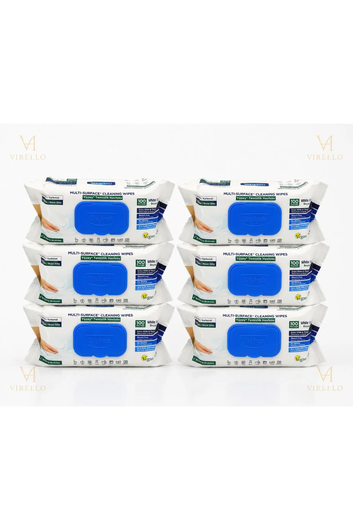 Set 6 Pachete Șervețele Umede Multisuprafețe Deep Fresh, 100 buc/pachet – 600 Șervețele