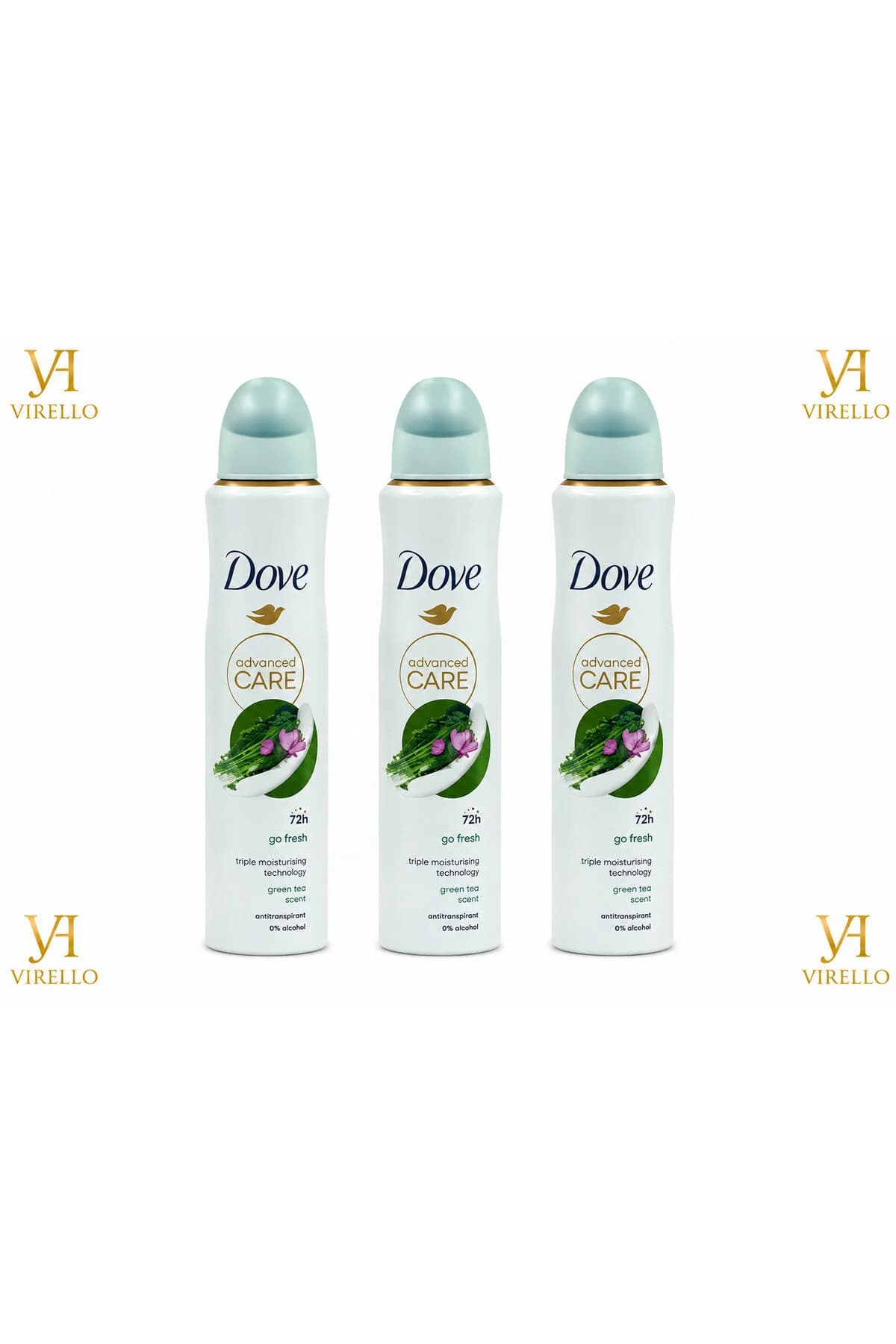 Set 3x Advanced Care Go Fresh – Deodorant Spray Femei, Ceai Verde, Protecție 72h