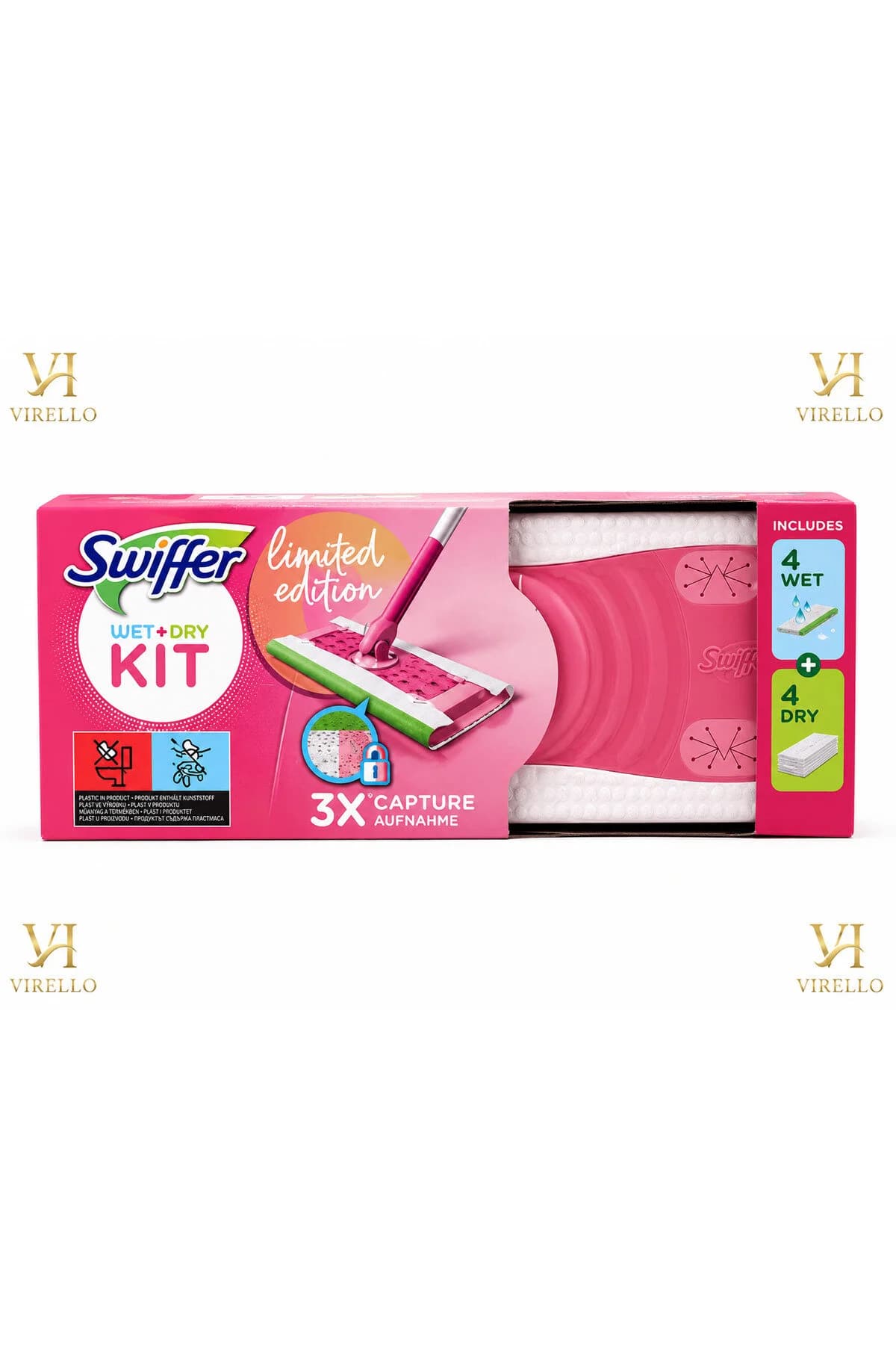 Wet + Dry Kit Limited Edition – Mop pentru Pardoseli cu 4 Lavete Umede + 4 Lavete Uscate