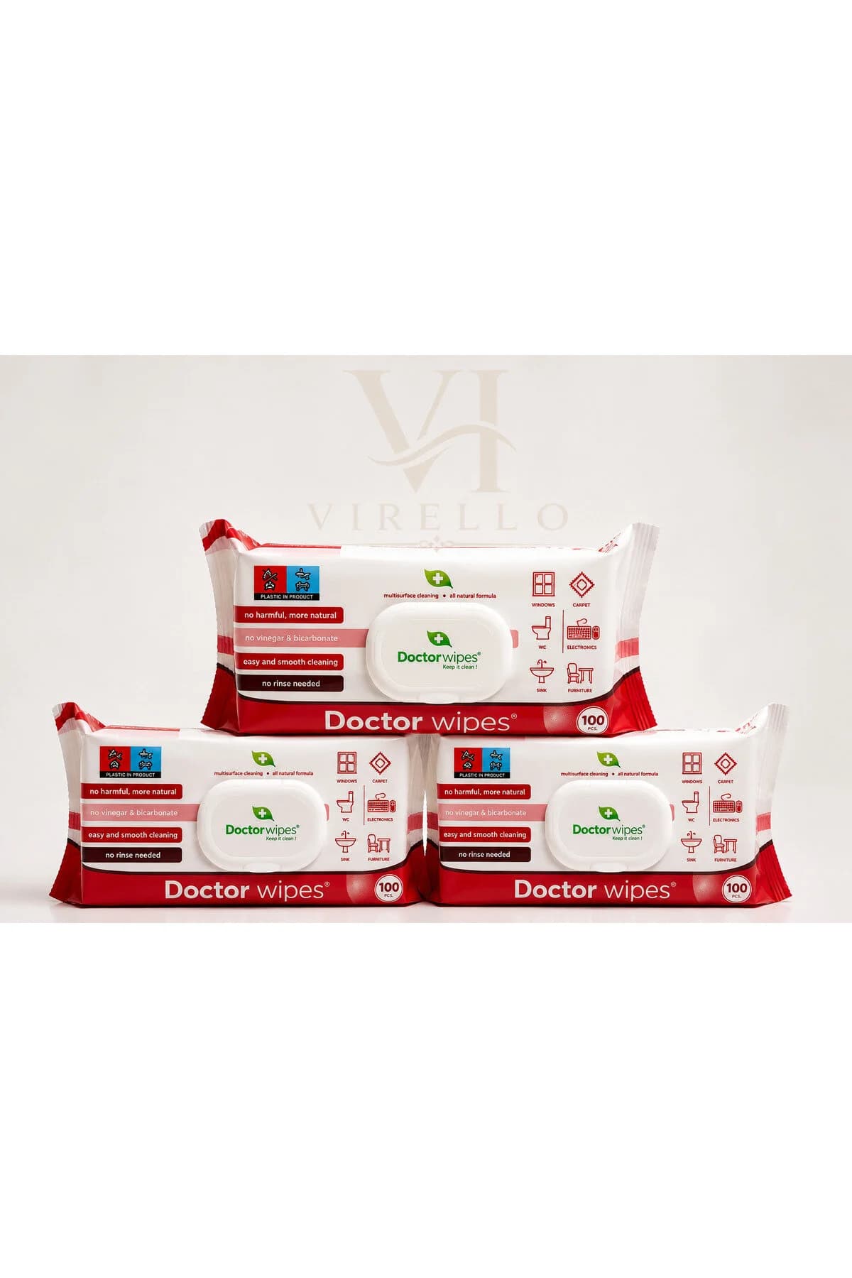Set 3 Pachete Șervețele Umede Multisuprafețe, 100 buc/pachet
