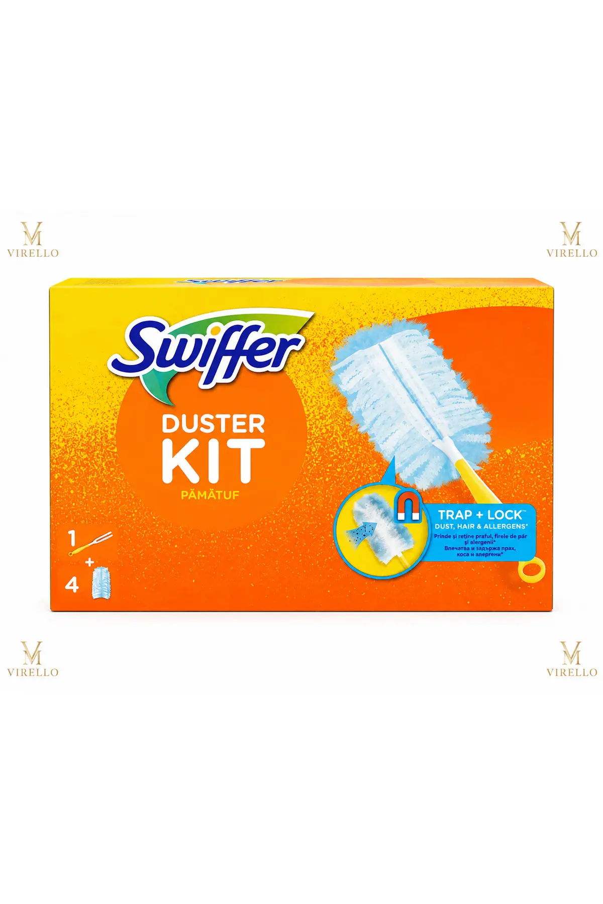 Duster Kit – Pămătuf pentru Praf cu Mâner și 4 Rezerve, Trap + Lock