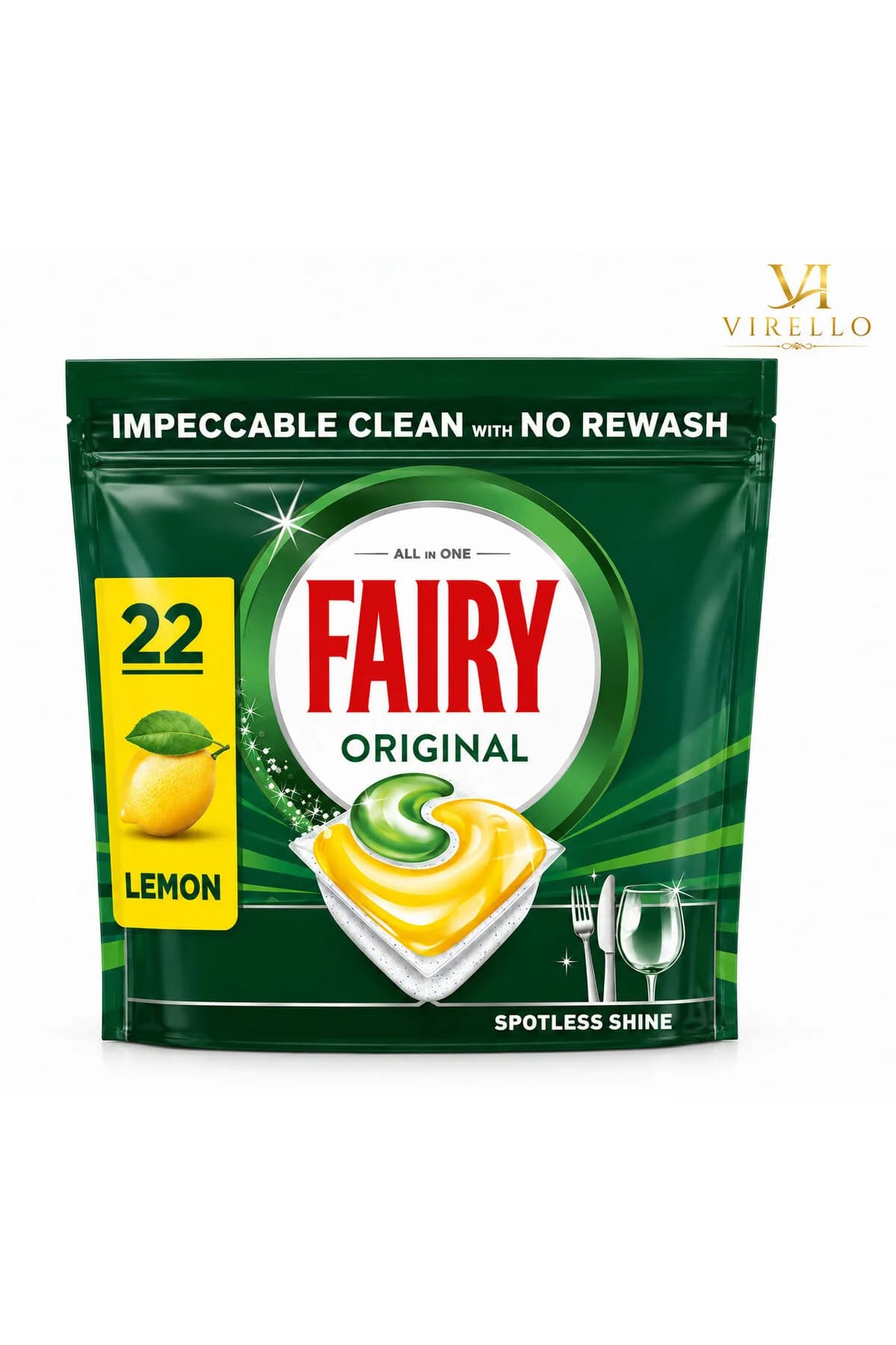 Original All in One Lemon – Capsule pentru Mașina de Spălat Vase, 22 Bucăți