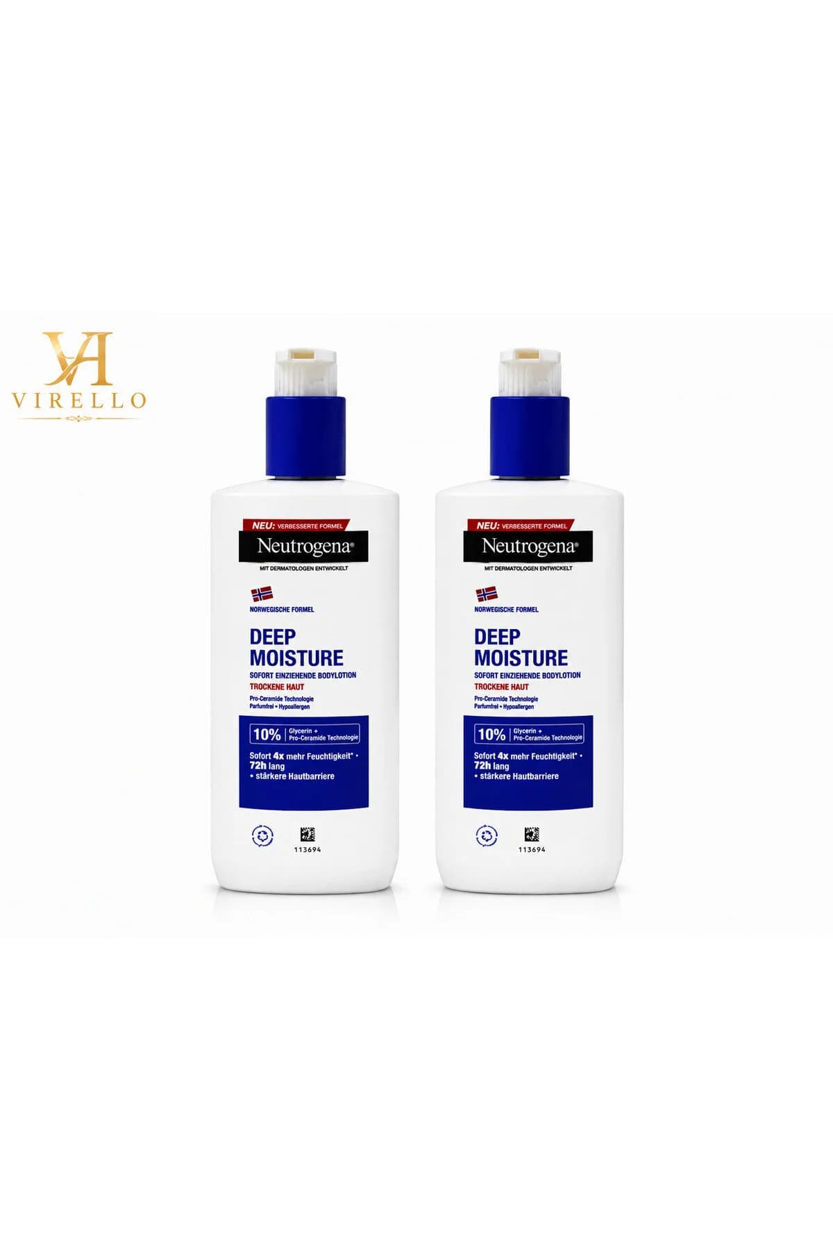 Set 2x Deep Moisture – Loțiune de Corp Hidratantă pentru Piele Uscată, cu Glicerină și Pro-Ceramide 2x250 ml