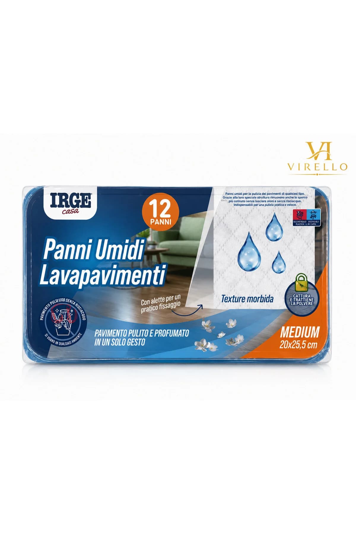 Casa Panni Umidi Lavapavimenti – Lavete Umede pentru Curățarea Podelelor, 12 Bucăți, 20 × 25,5 cm