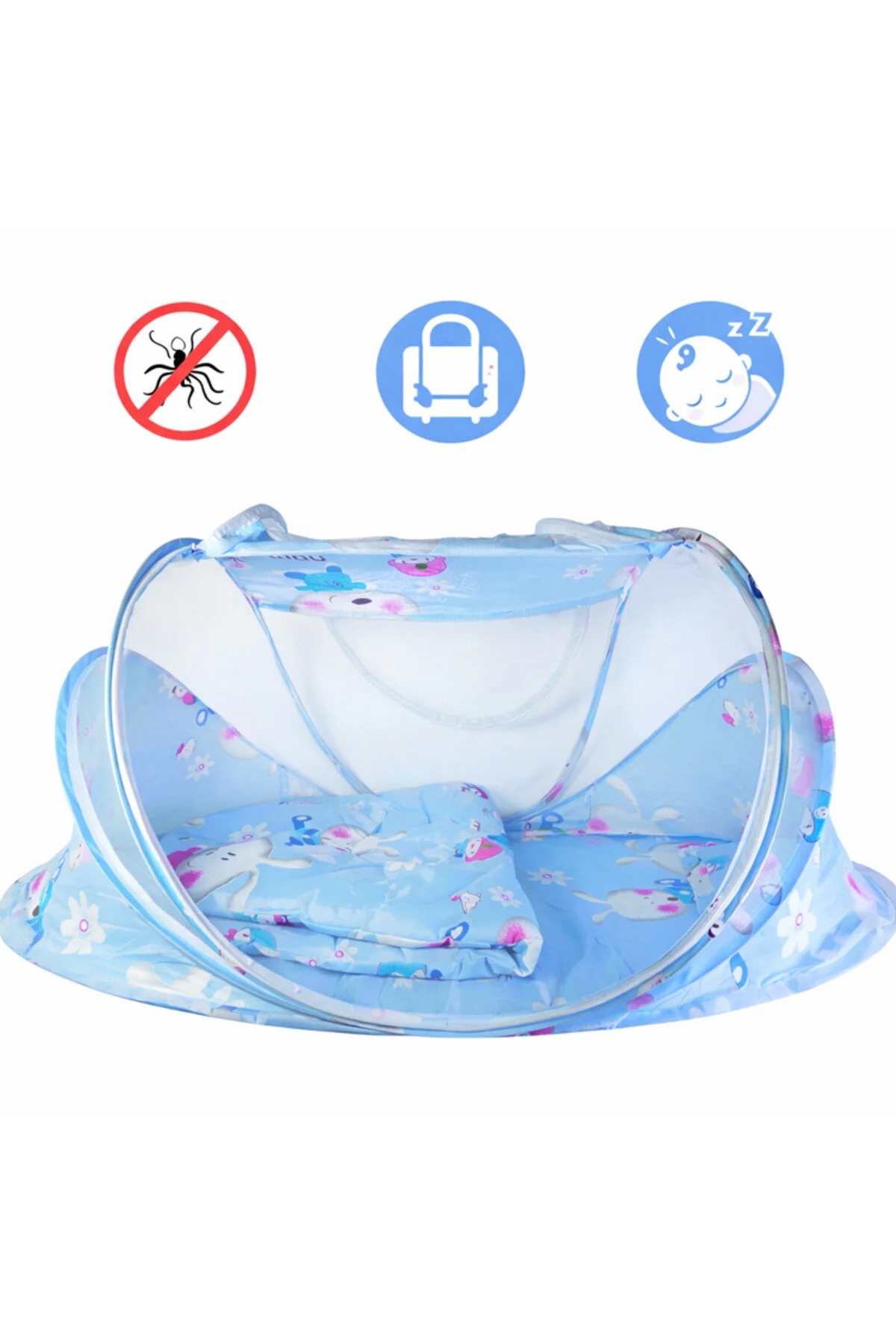 Pătuț portabil pentru bebeluși cu plasă anti-insecte, Pat pliabil pentru copii cu protecție împotriva țânțarilor, Spațiu de dormit pentru bebeluși