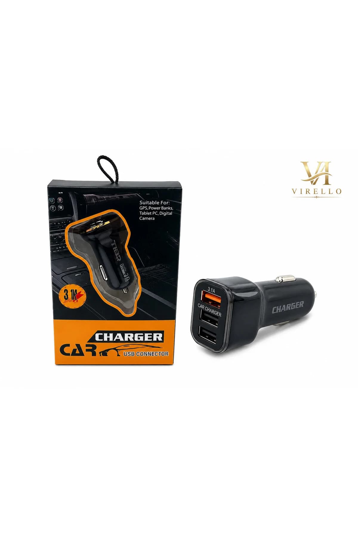 Încărcător auto 3 USB, 3.1A, adaptor pentru brichetă auto, încărcare simultană, negru