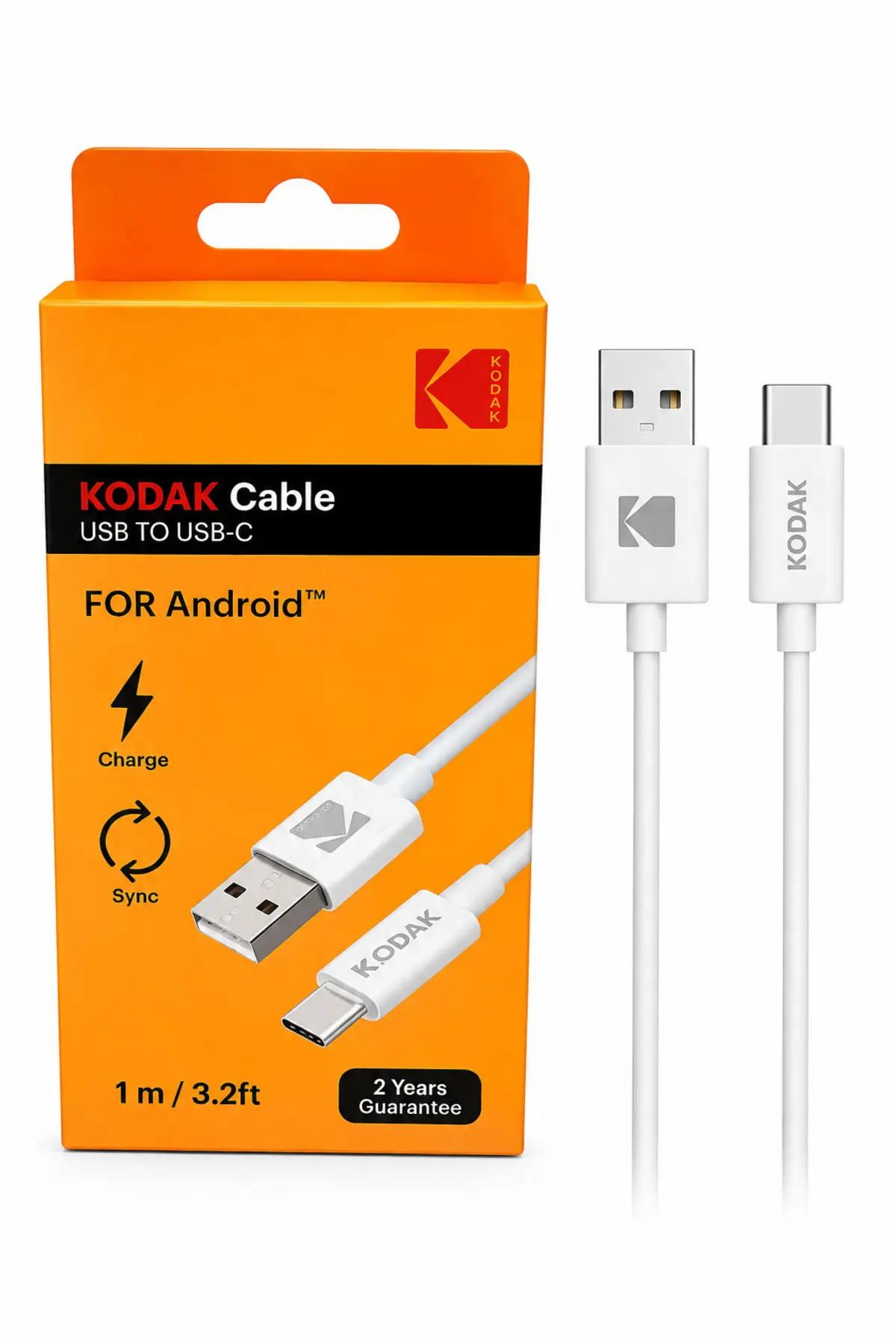 Cablu de date USB-A la USB-C, încărcare și sincronizare, lungime 1 m, alb