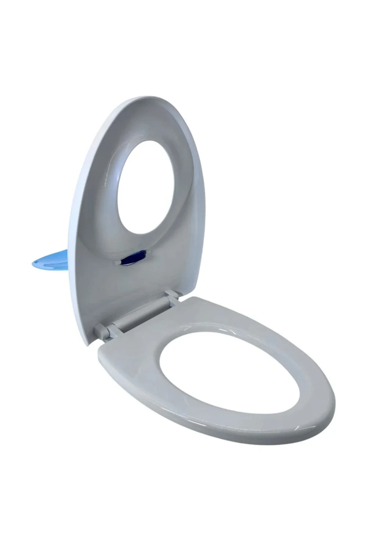 Reductor universal pentru scaunul de toaletă pentru copii – 2 în 1, inel detașabil, design ergonomic, alb cu inserție albastră