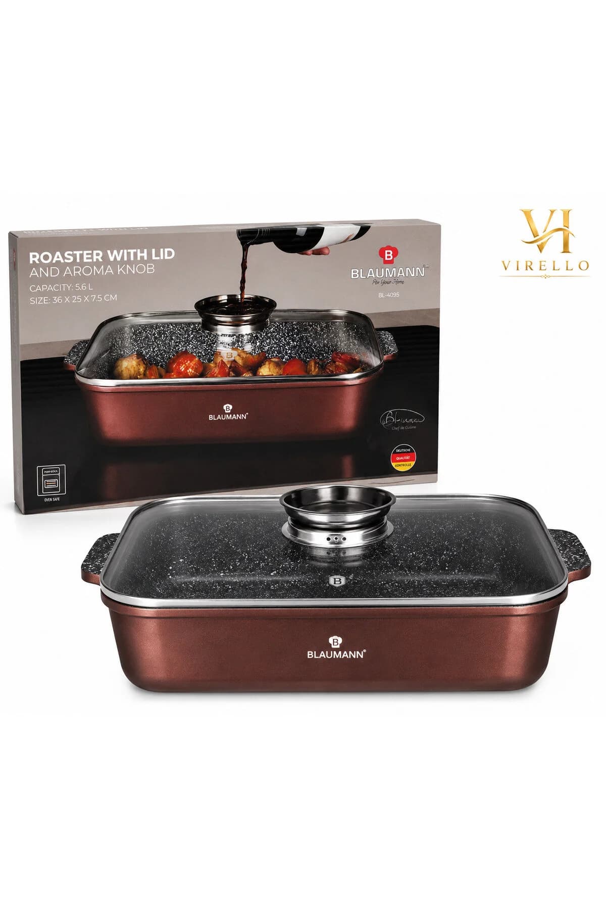 TAVĂ CU CAPAC ȘI SISTEM DE BUTON PENTRU AROMĂ 5.6L 36X25X7.5CM BL-4145