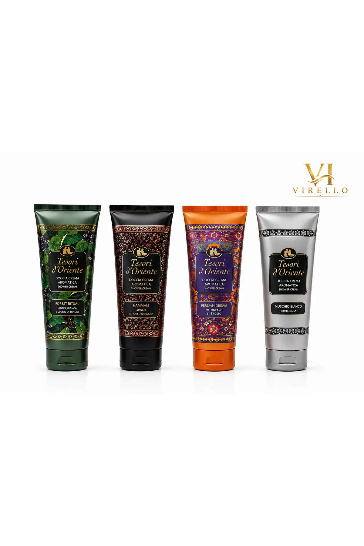 Set 4 geluri de duș Tesori d’Oriente, 250 ml fiecare
