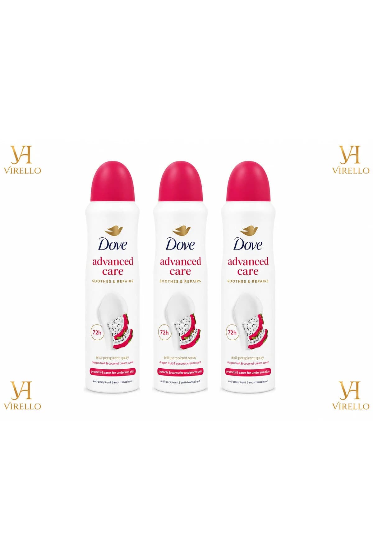 Set 3x Advanced Care – Deodorant Spray Femei, Fructul Dragonului și Cremă de Cocos, Protecție 72h