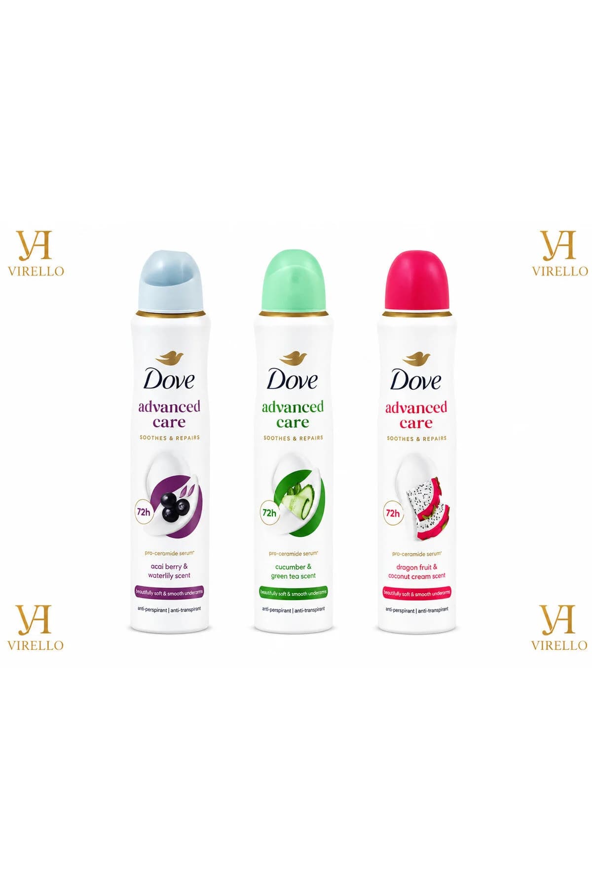 Set Mixt 3x Advanced Care – Deodorant Spray Femei, 3 Arome, Protecție 72h