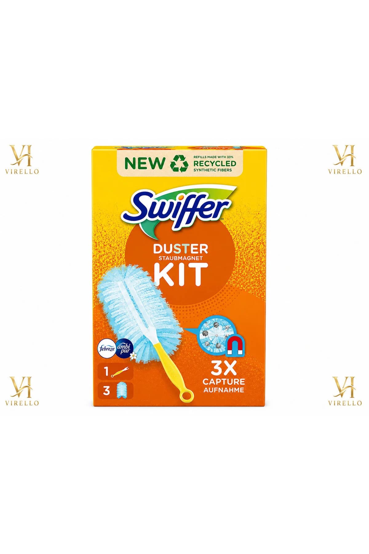 Duster Kit cu Febreze – Pămătuf pentru Praf cu Mâner și 3 Rezerve