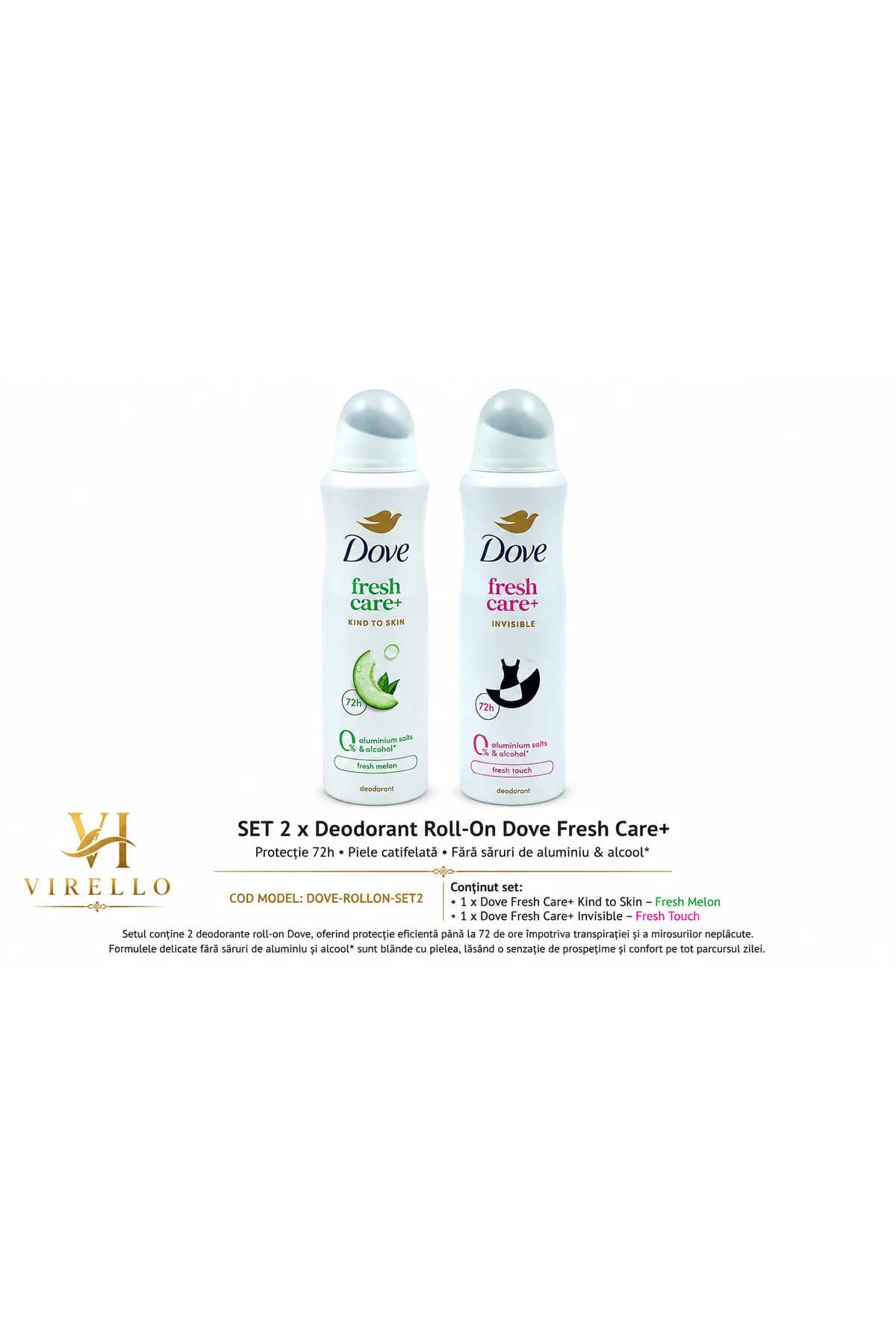 Set 2 x Deodorant Spray Fresh Care+, Pepene proaspăt și Atingere proaspătă invizibilă, Protecție 72h