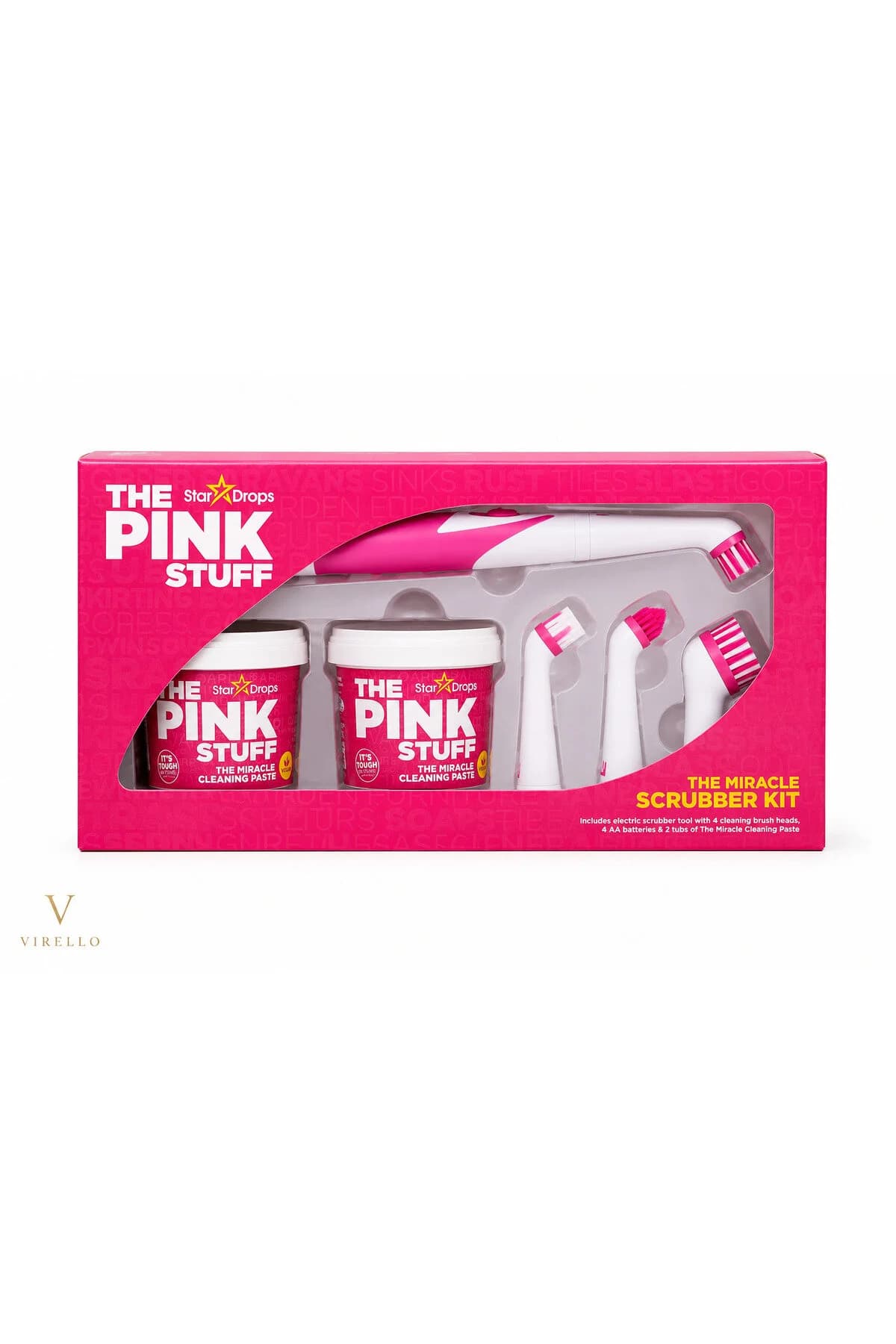 Set Curățenie Miracle Scrubber Kit, Perie Electrică cu 4 Capete + 2 Paste de Curățare