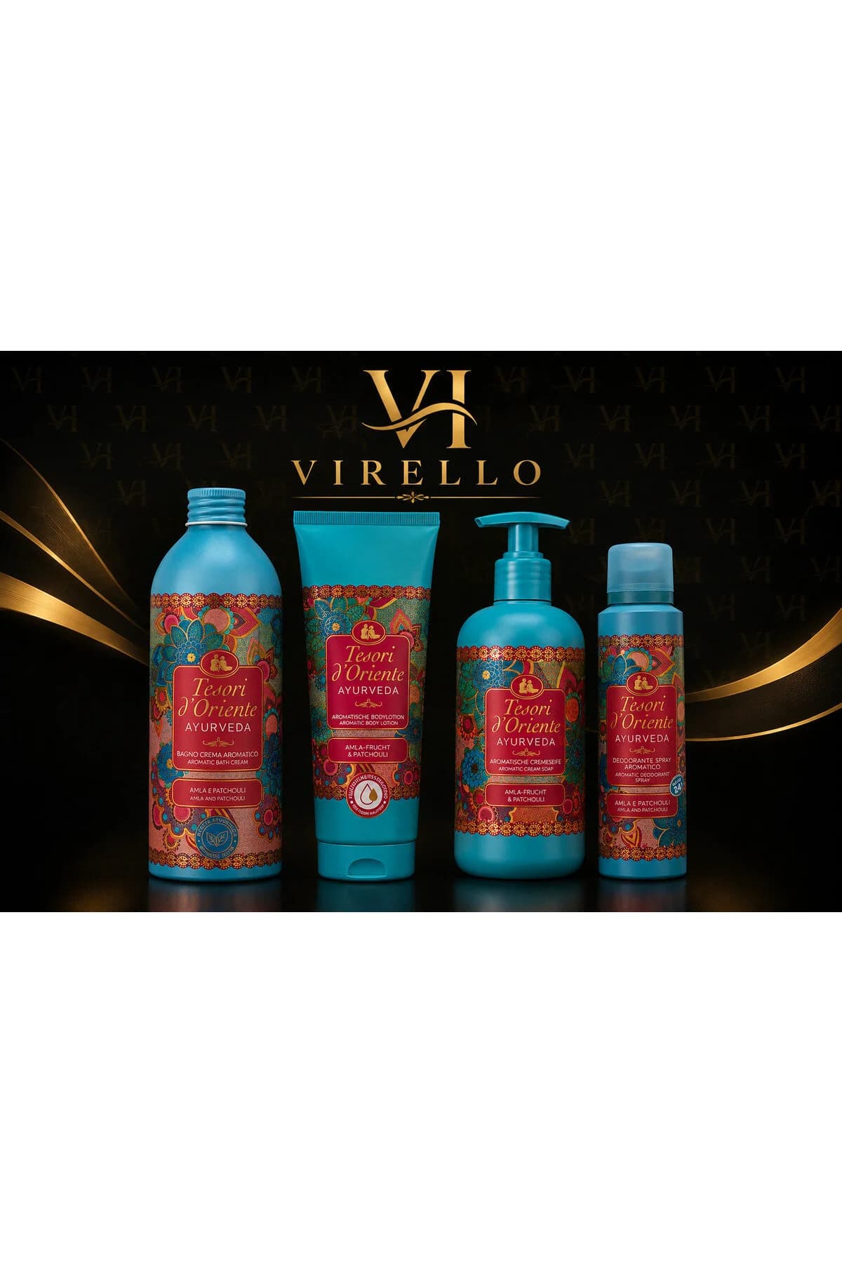 Set d’Oriente Ayurveda – 4 Produse pentru Îngrijirea Corpului, Amla & Patchouli