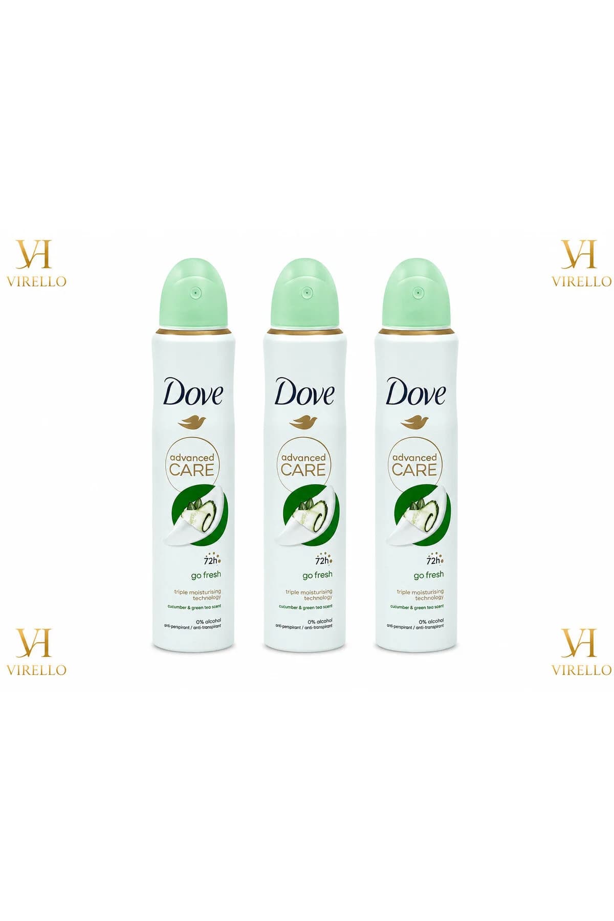 Set 3x Advanced Care Go Fresh – Deodorant Spray Femei, Castravete & Ceai Verde, Protecție 72h