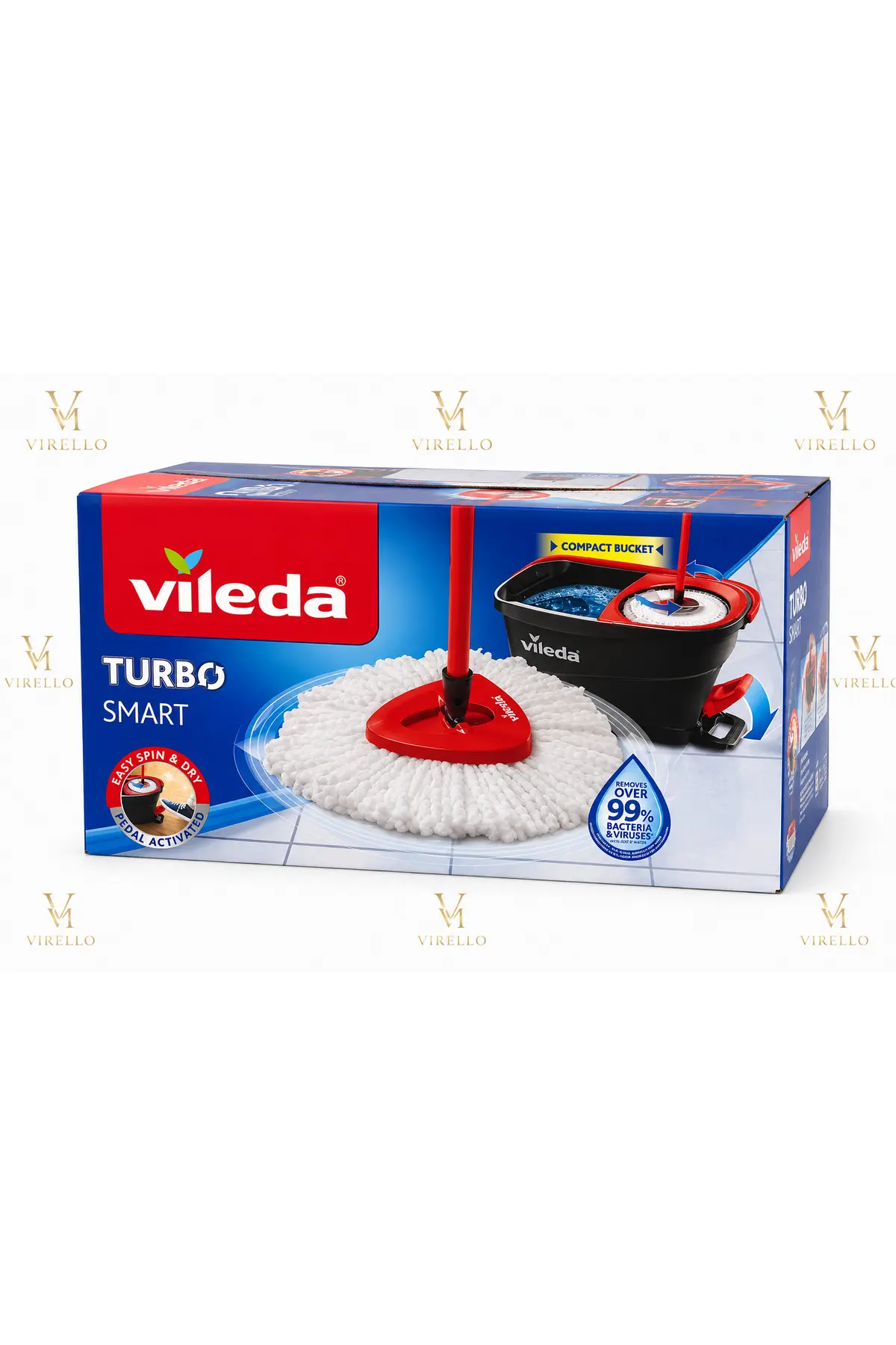 Set Mop Rotativ Turbo Smart cu Găleată și Sistem de Stoarcere cu Pedală