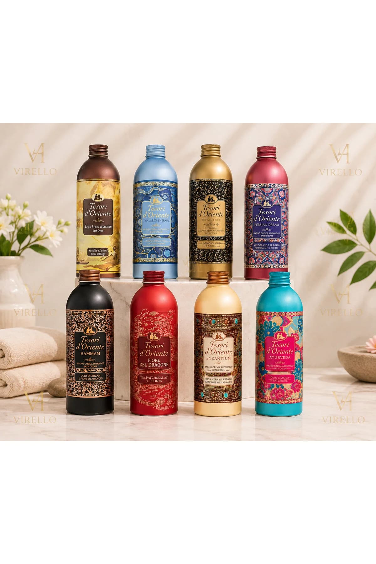 Set 8 Creme Gel de Baie d’Oriente, 8 Arome, 500 ml/buc – 4 L
