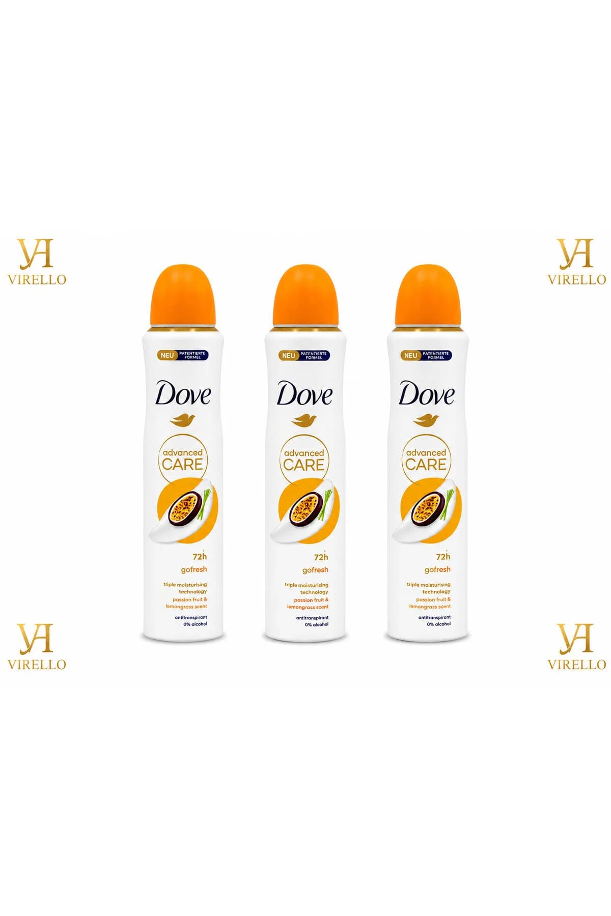 Set 3x Advanced Care Go Fresh – Deodorant Spray pentru Femei, Fructul Pasiunii & Lemongrass, Protecție 72h