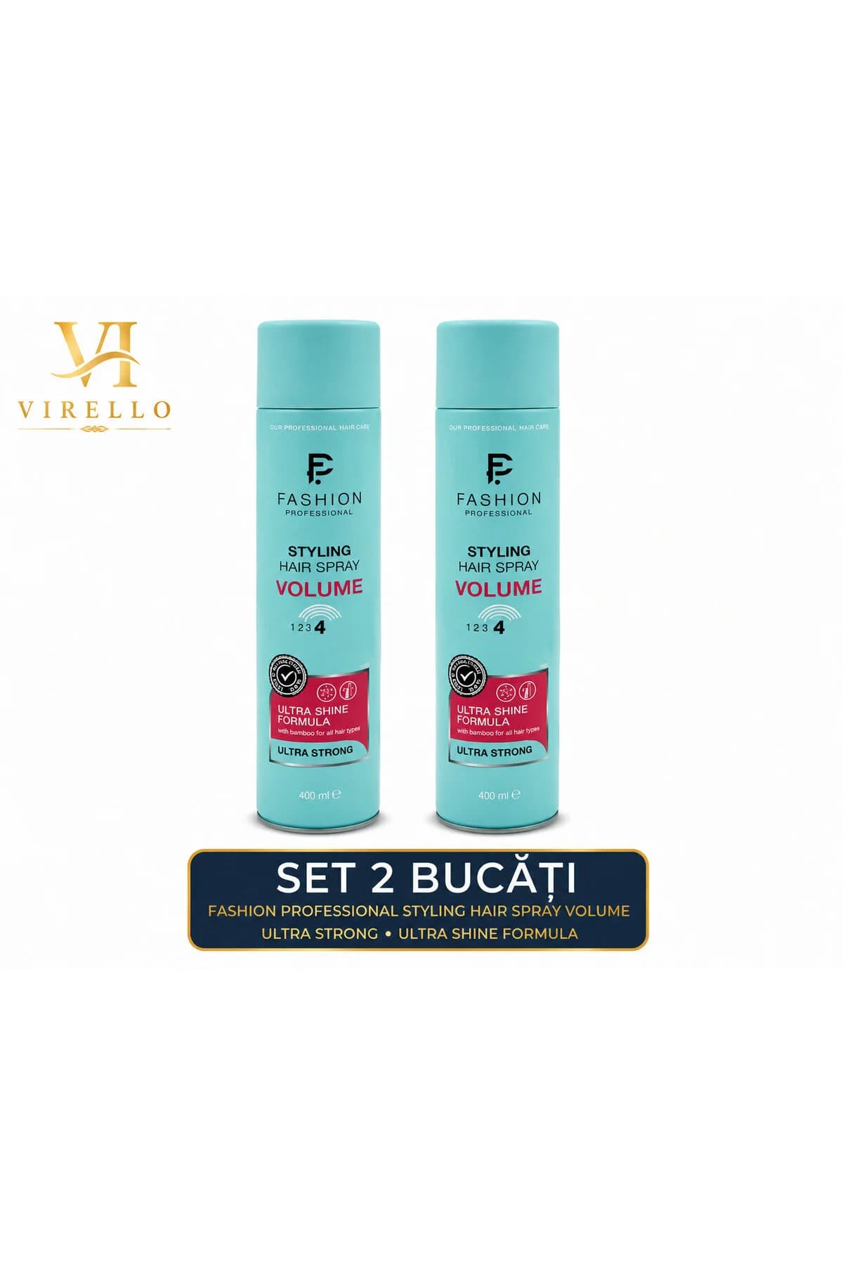Set 2x Professional Styling Hair Spray Volume Ultra Strong – Fixativ pentru Volum și Strălucire