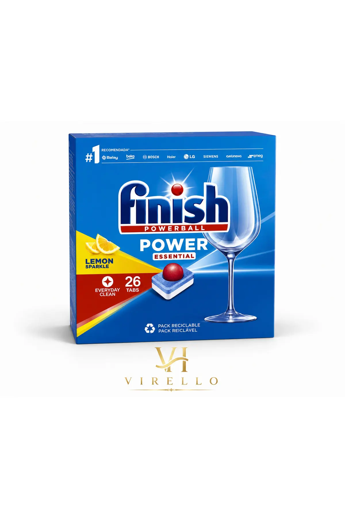 Powerball Power Essential Lemon Sparkle, Tablete pentru Mașina de Spălat Vase, 26 buc