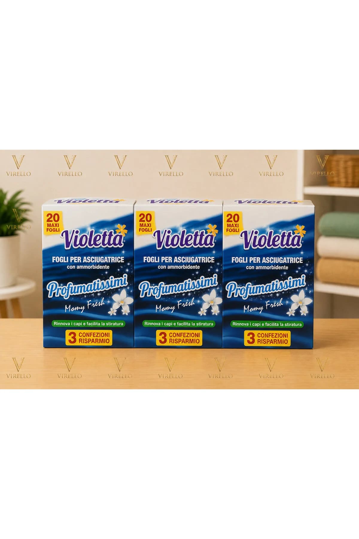Profumatissimi Mamy Fresh Pack – 3 x 20 foi parfumate pentru uscător, 60 de foi în total
