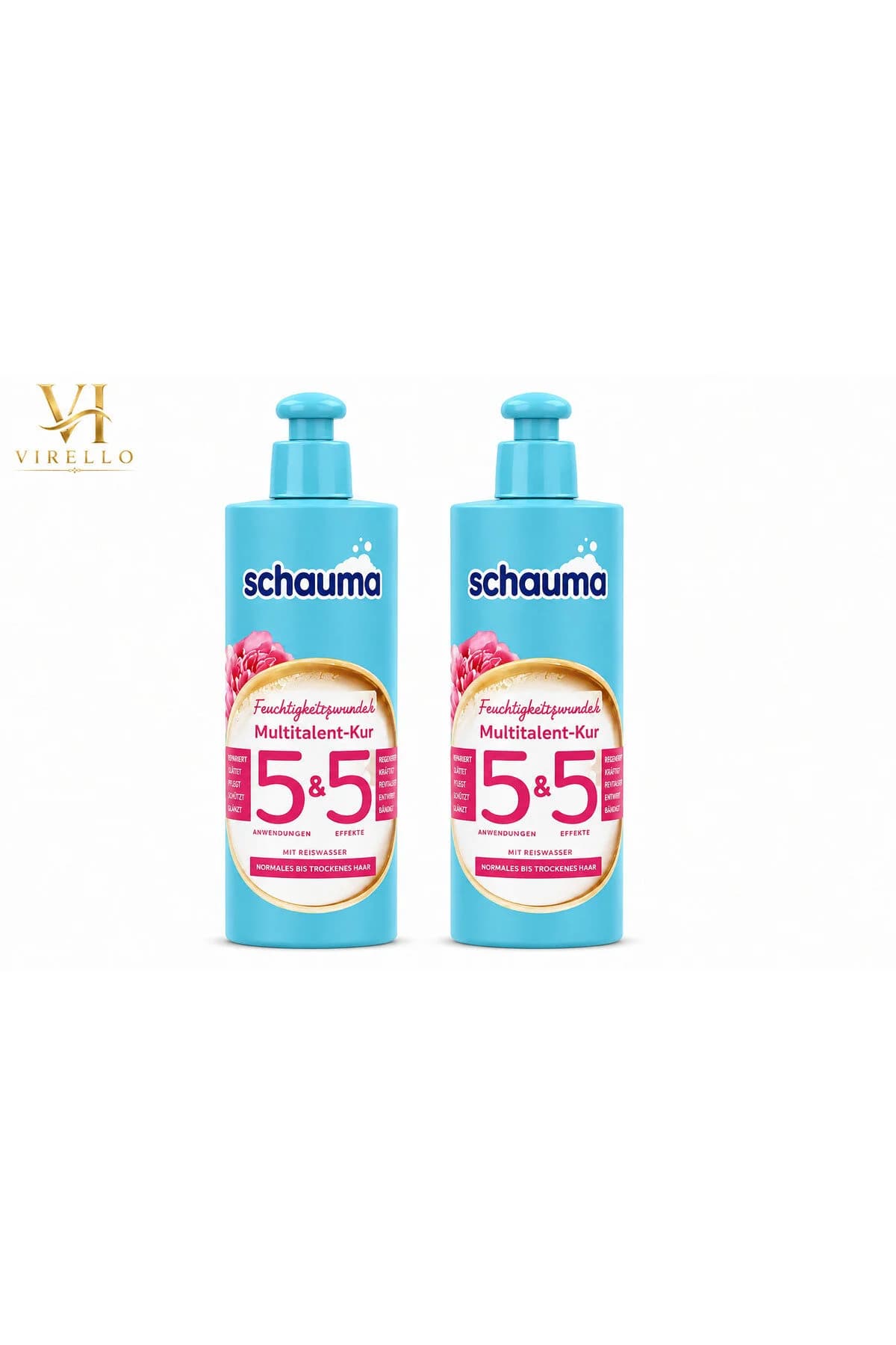 Set 2 x 300 ml Feuchtigkeitswunder Multitalent-Kur 5&5, tratament hidratant cu apă de orez, pentru păr normal și uscat