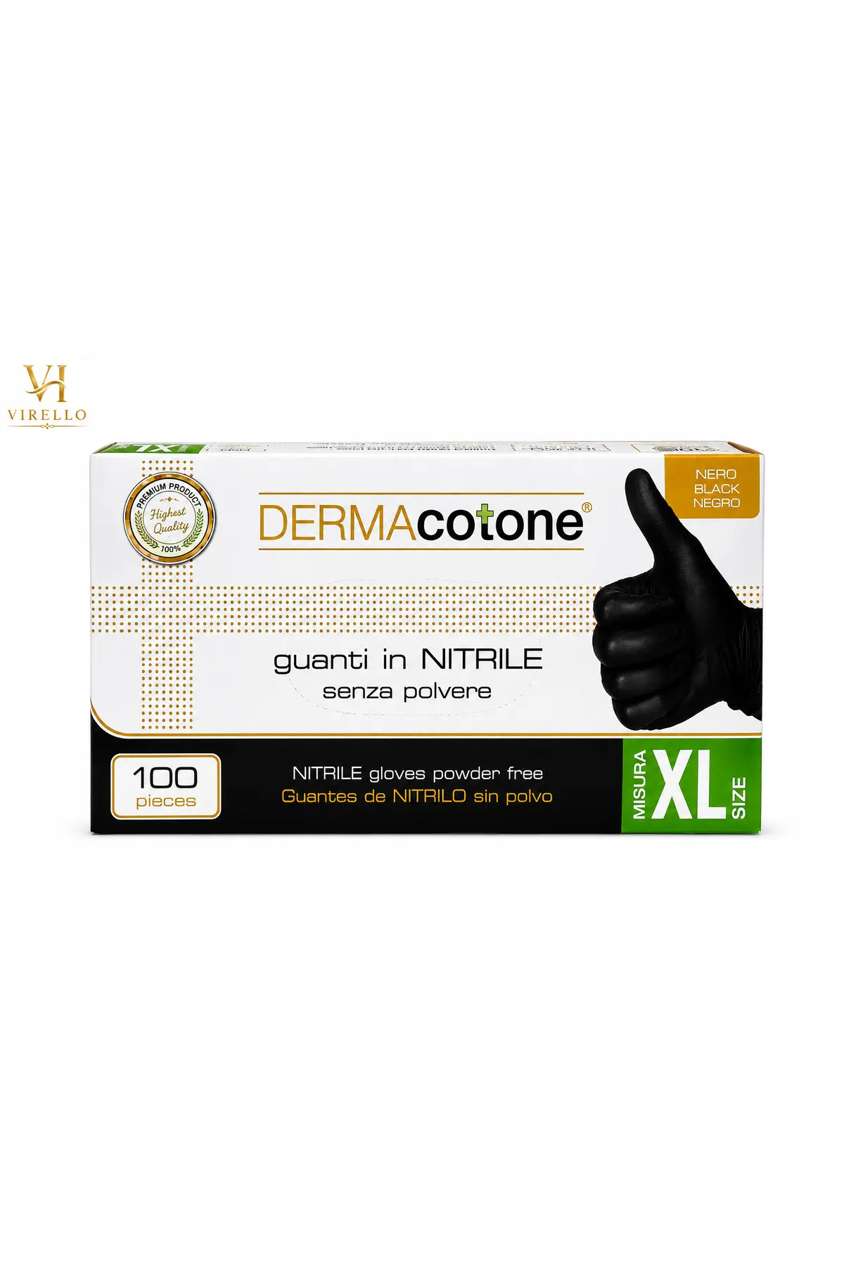 Mănuși din nitril DERMAcotone, negre, fără pudră, mărimea XL, 100 bucăți