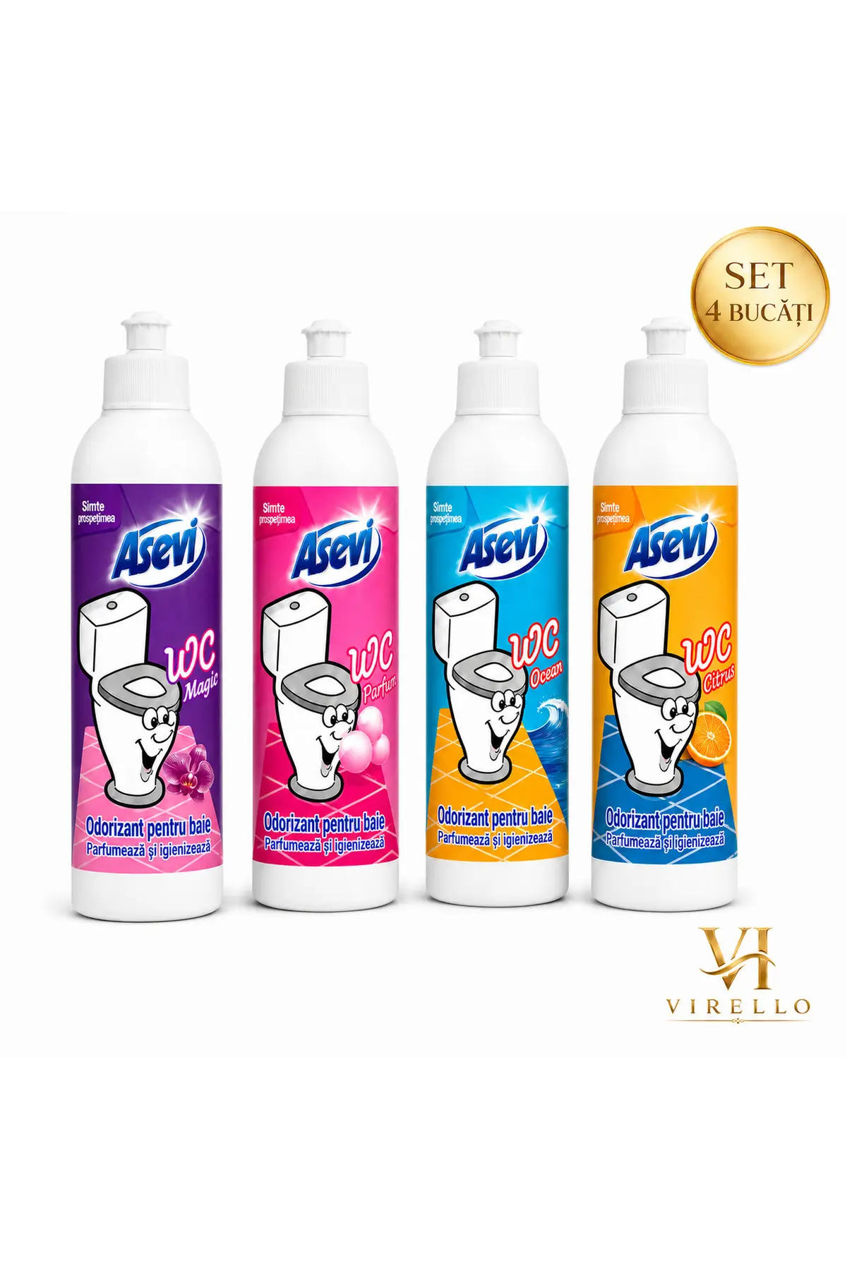 Set 4 Odorizante pentru Baie WC – Magic, Parfum, Ocean și Citrus, 4 x 200 ml
