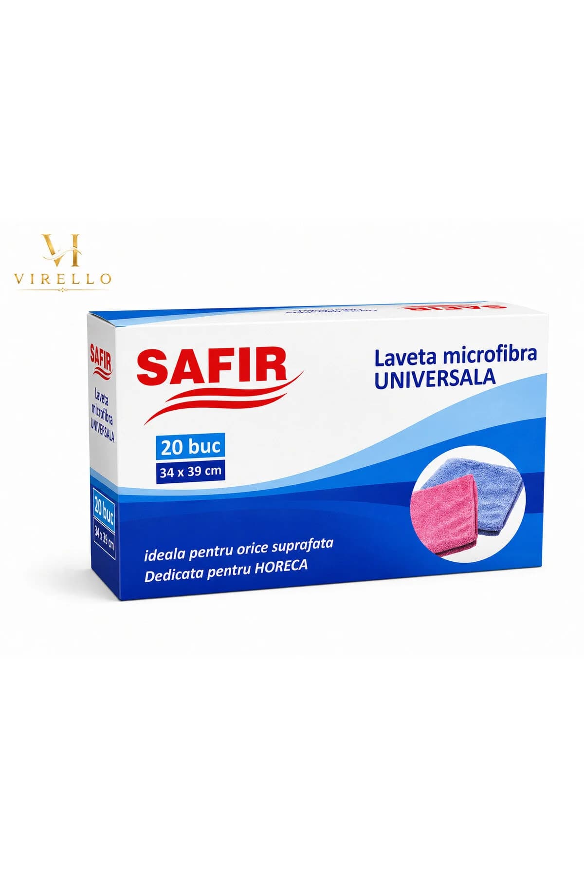 Lavete microfibră universale SAFIR, set 20 bucăți, 34 × 39 cm, pentru curățarea diverselor suprafețe
