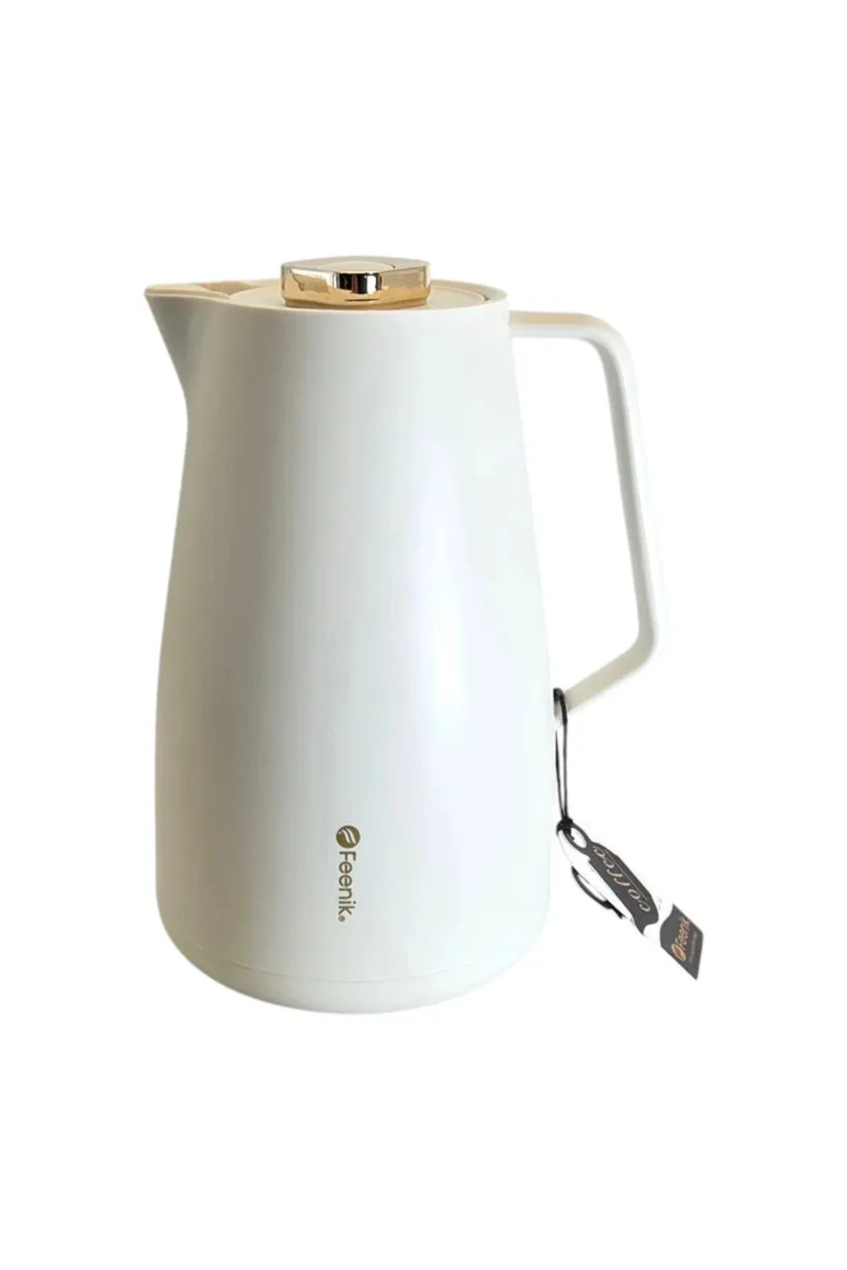Cană termos de 2L cu izolație termică, recipient pentru cafea, ceai și băuturi calde sau reci, mâner ergonomic și capac etanș.