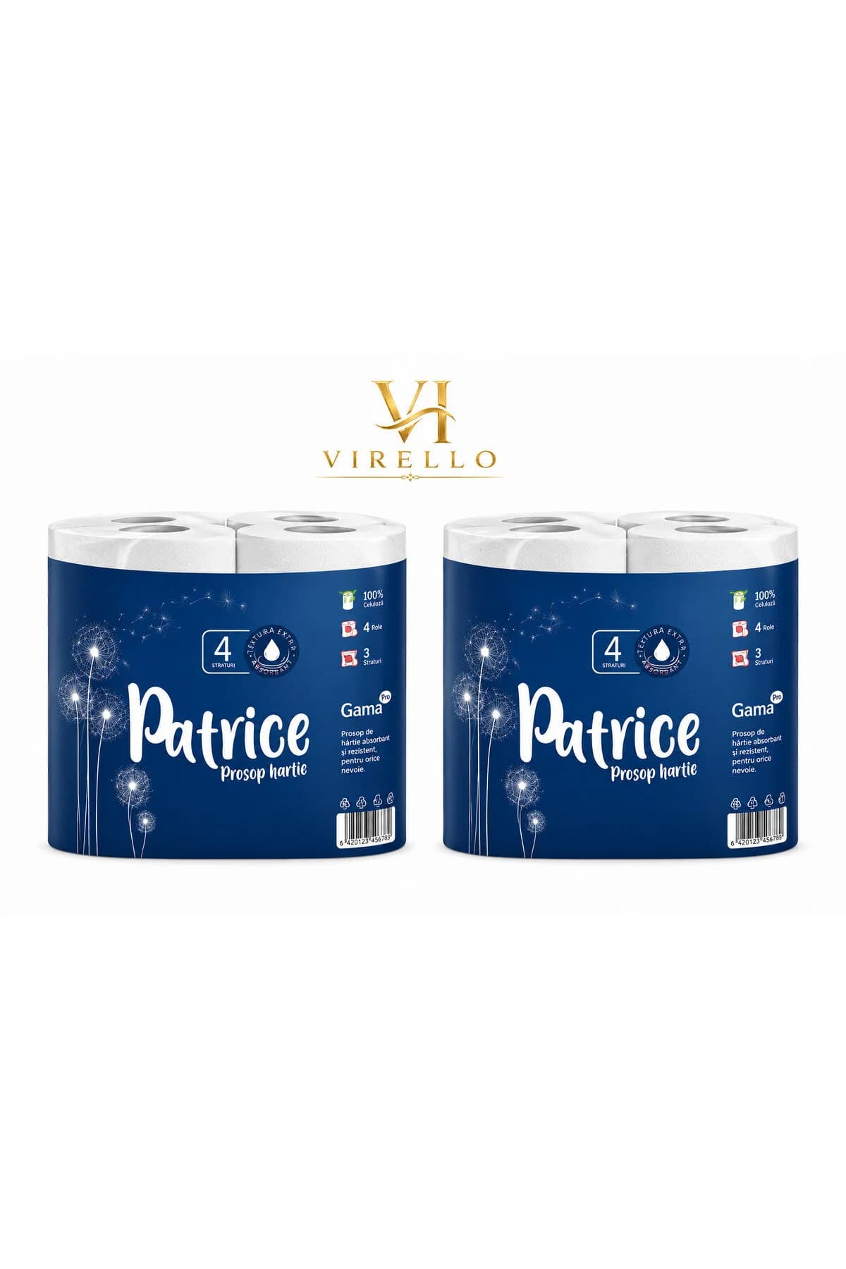 Set 2 x Prosop de Bucătărie, 4 Role/Pachet, 4 Straturi, Extra Absorbant