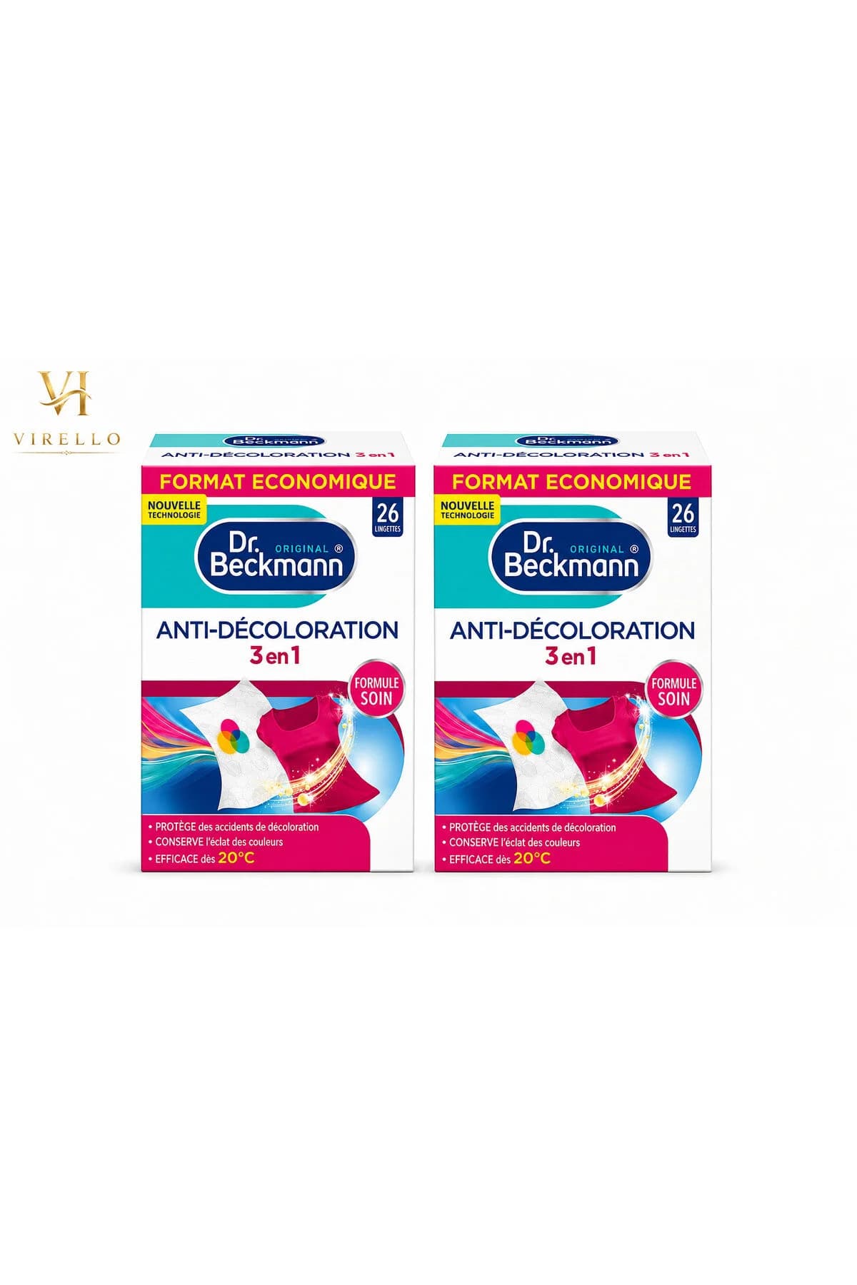 Set 2 x Dr. Beckmann Anti-Décoloration 3 în 1, șervețele captatoare de culoare, 26 buc/pachet, 52 buc