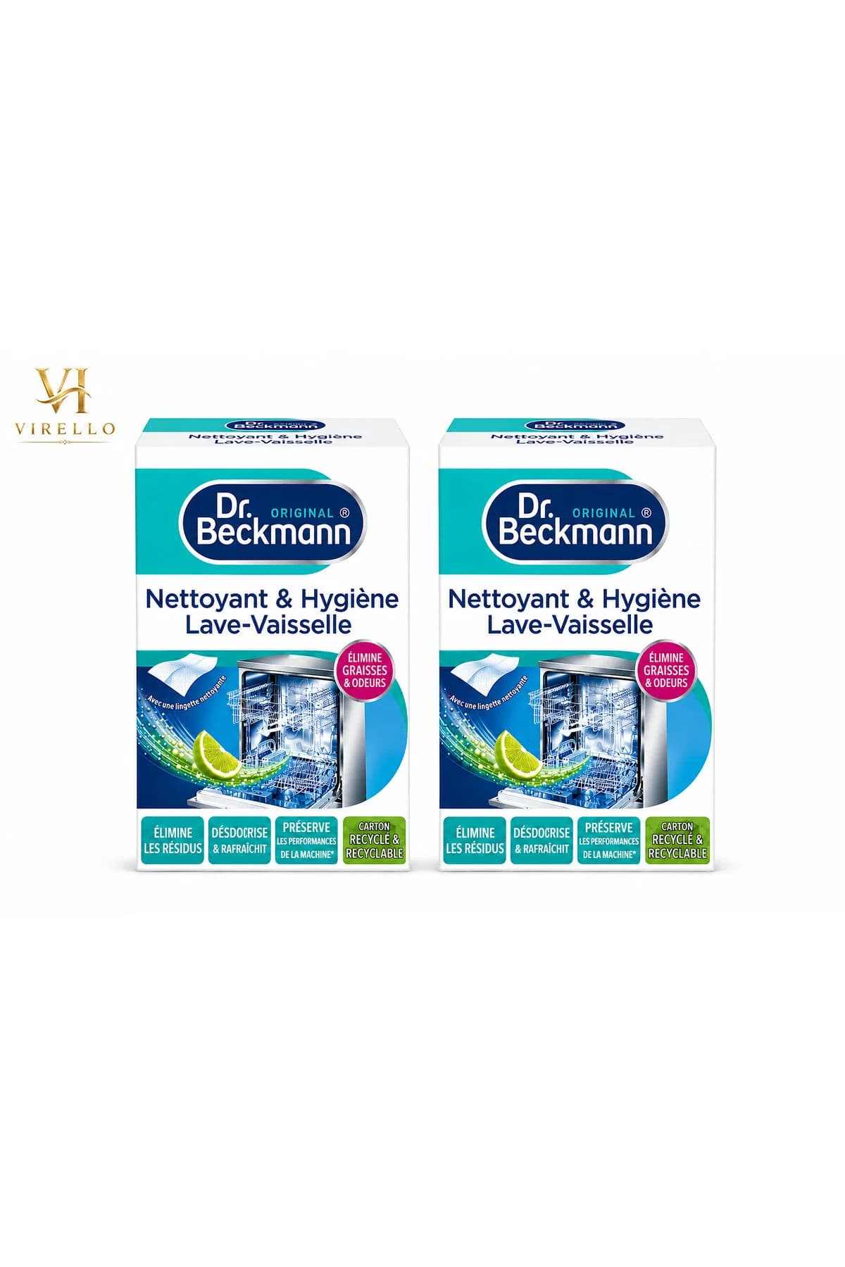 Set 2 x Dr. Beckmann Nettoyant & Hygiène, curățare și igienizare mașină de spălat vase, 75 g/buc, 150 g
