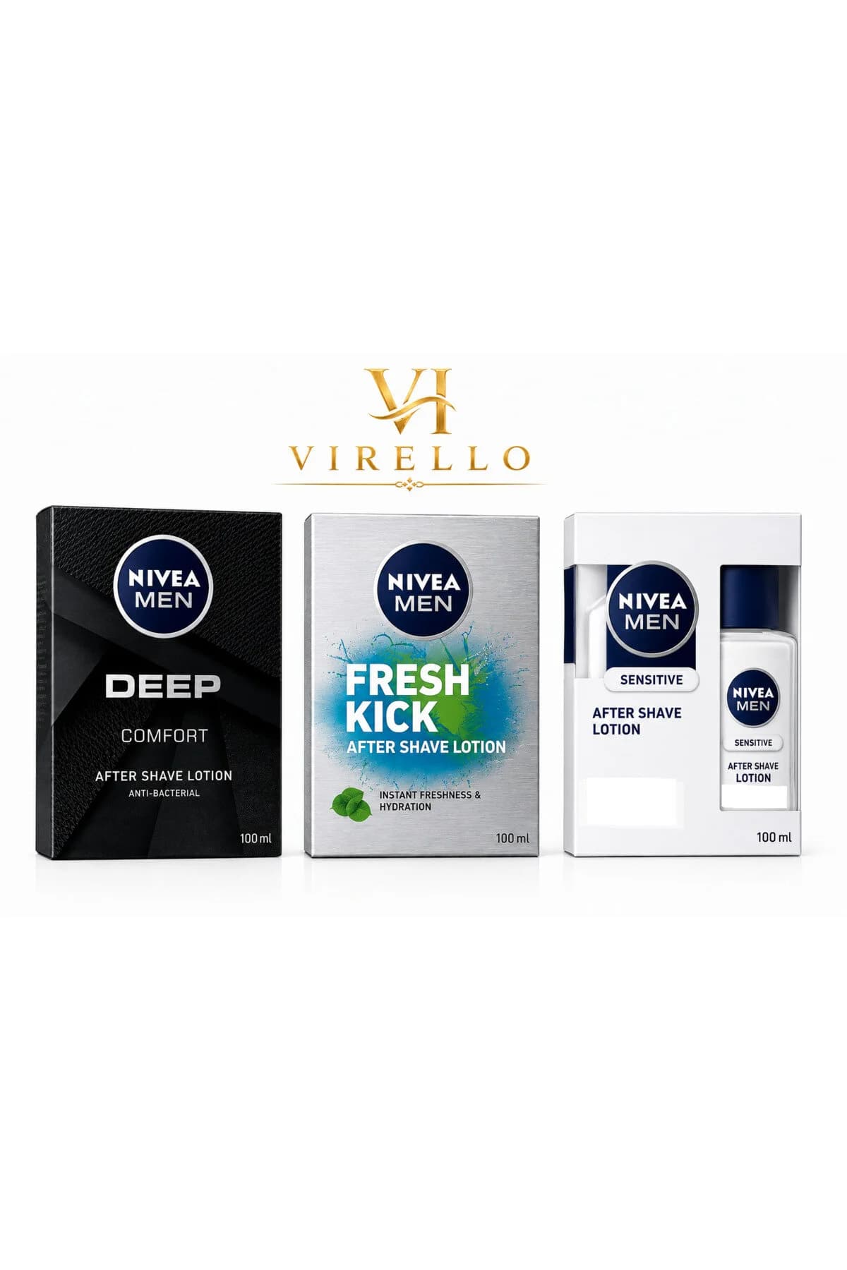 Set Loțiune după ras pentru bărbați 3 variante – Deep, Fresh Kick și Sensitive, 100 ml fiecare